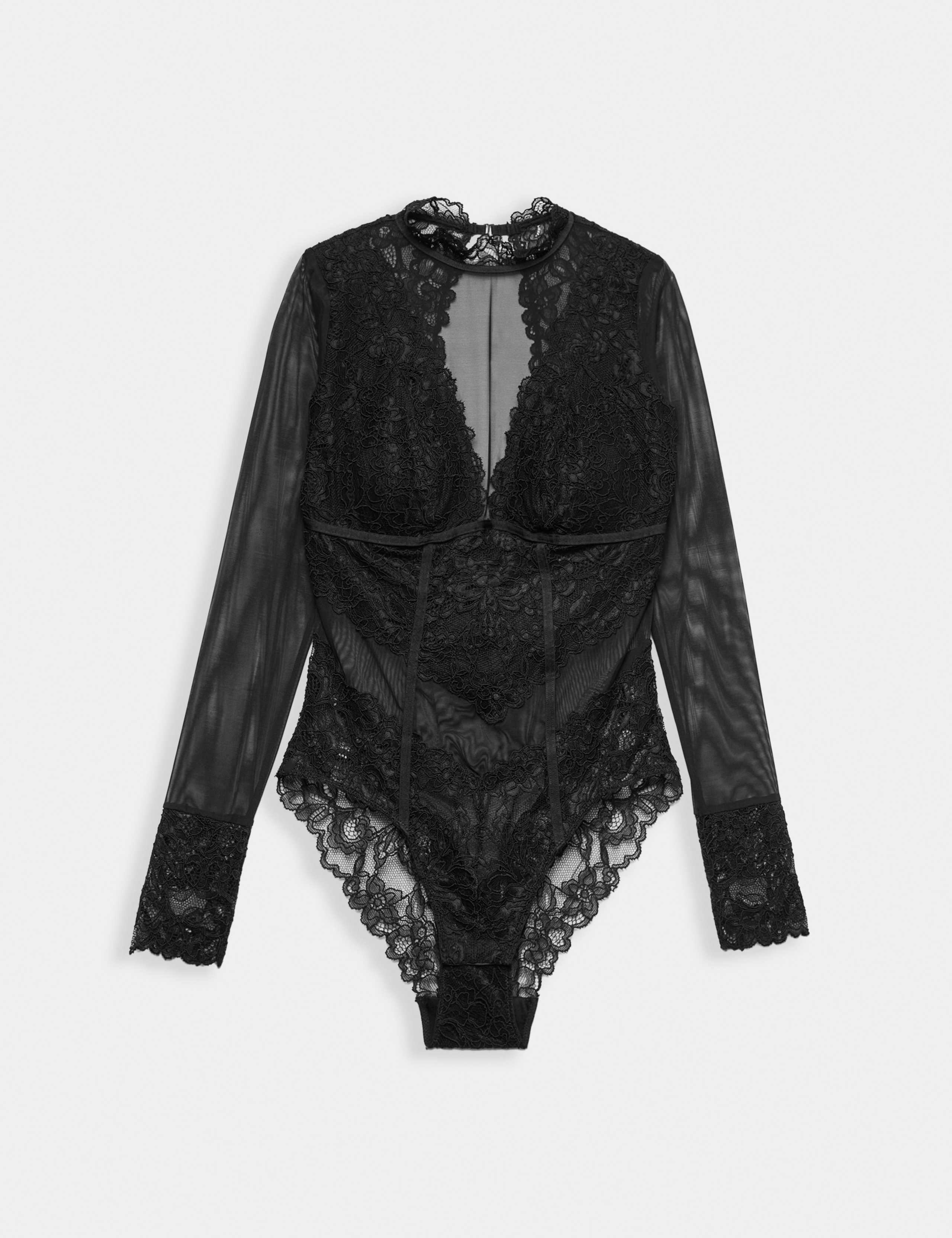 Sabine Mesh & Lace Long Sleeved Body 2 of 7