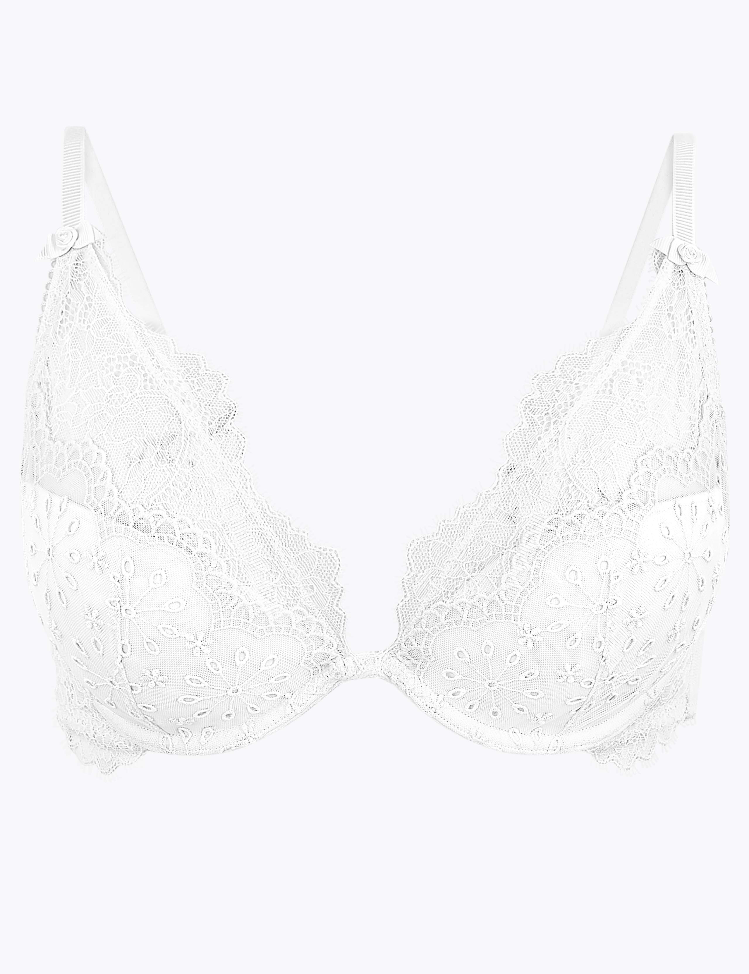 Broderie & Lace Padded Plunge Bra A-E 2 of 6