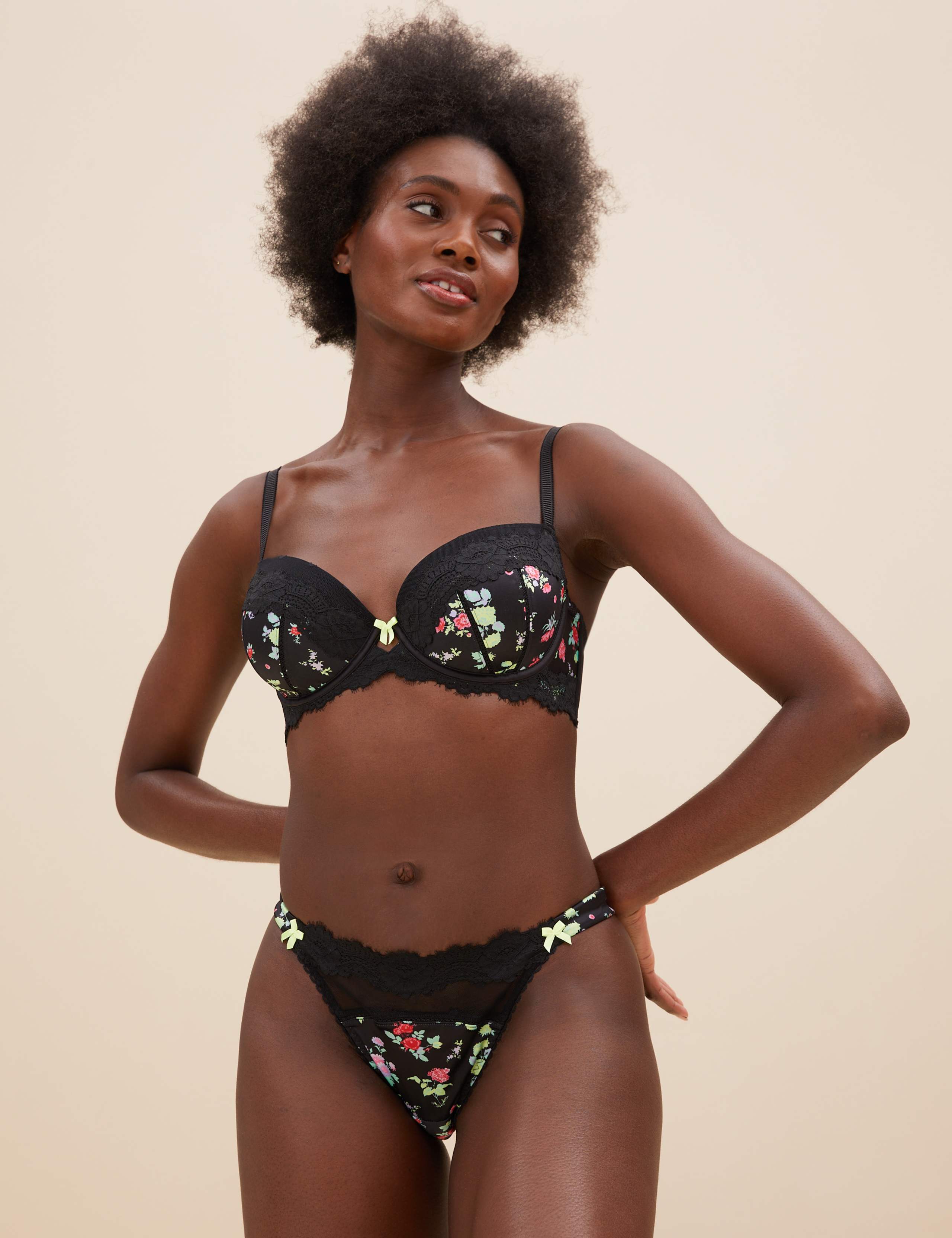 Emilia Satin Floral Wired Balcony Bra A-E 3 of 7