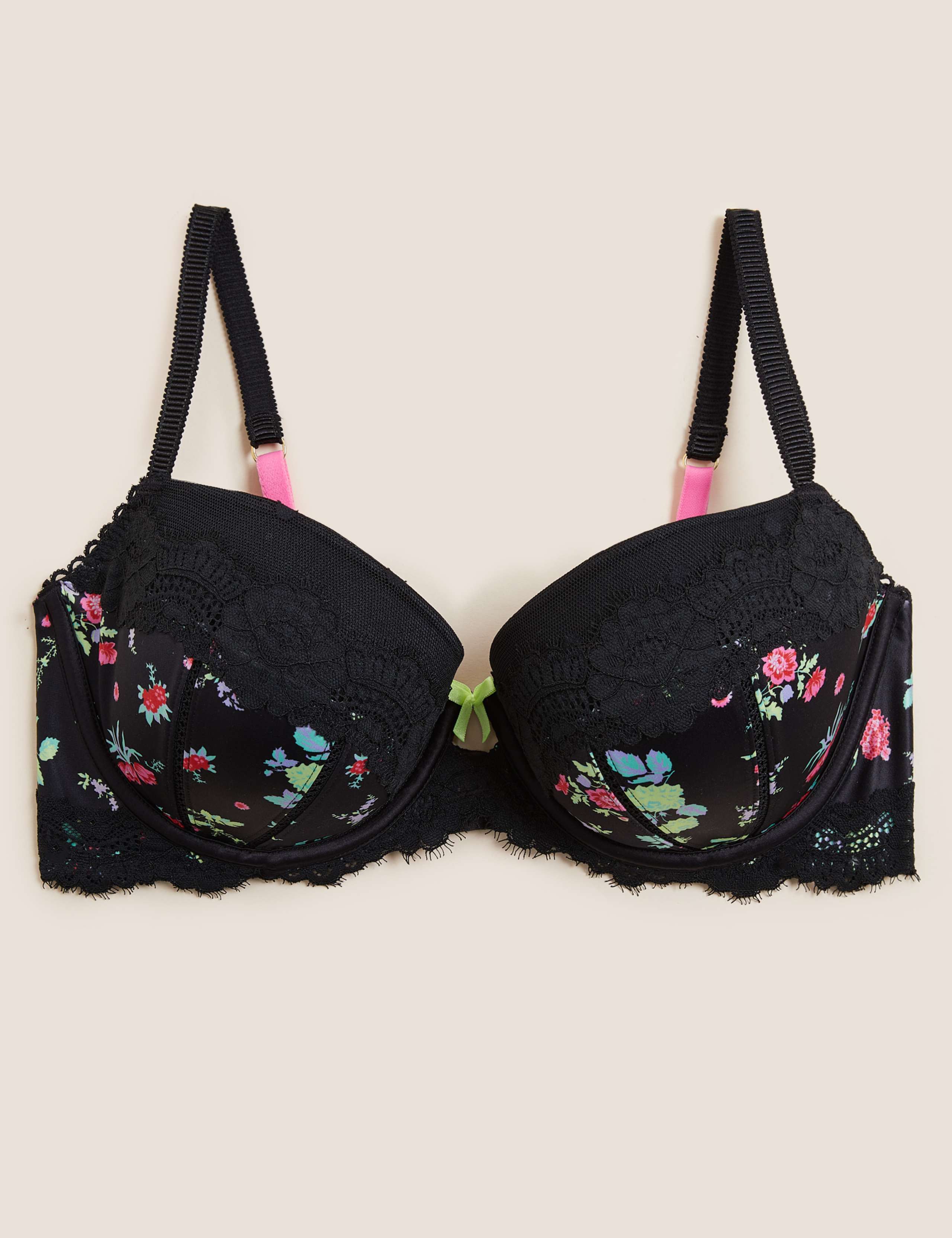 Emilia Satin Floral Wired Balcony Bra A-E 2 of 7
