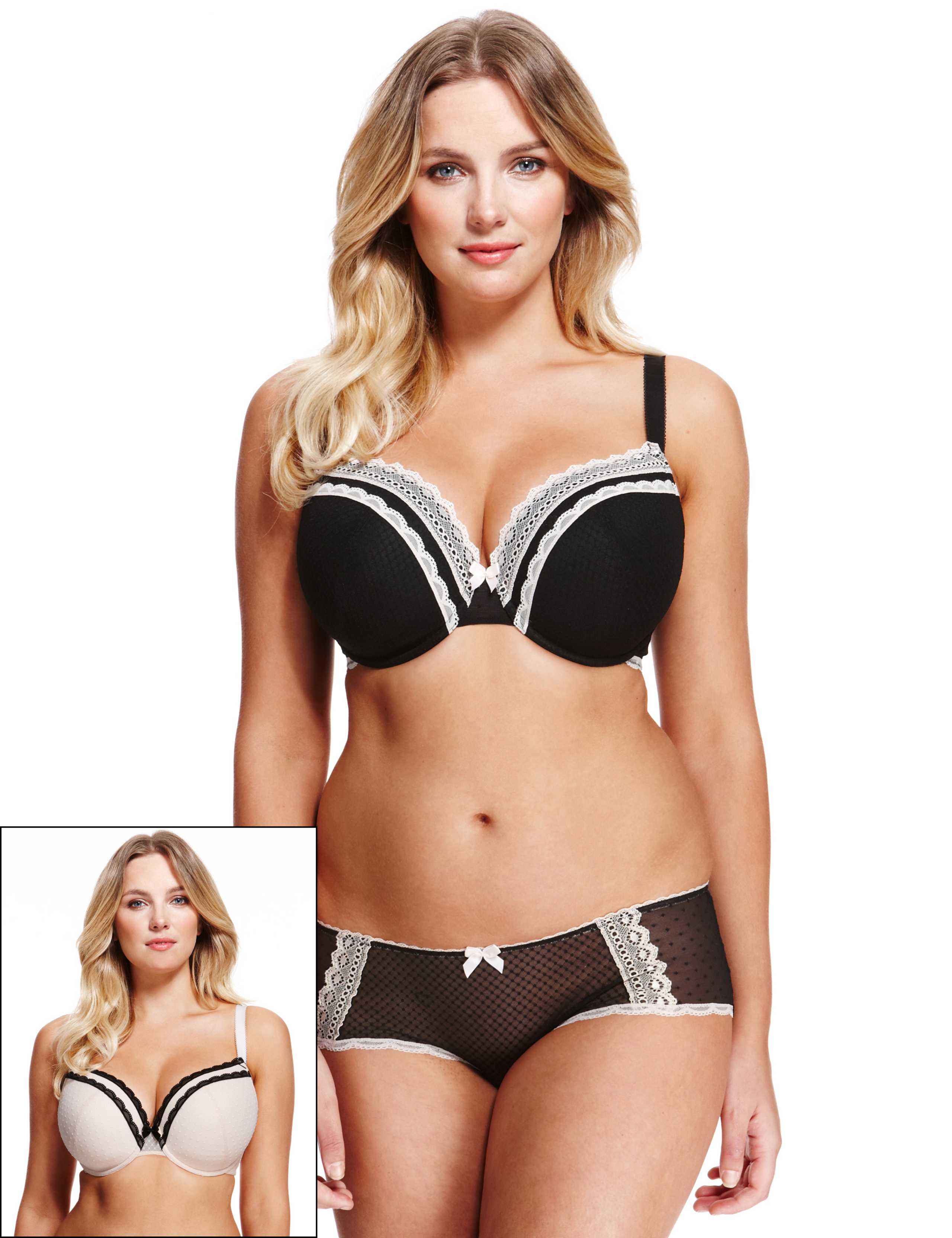 2 Pack Mesh Non-Padded Plunge DD-GG Bras 1 of 5