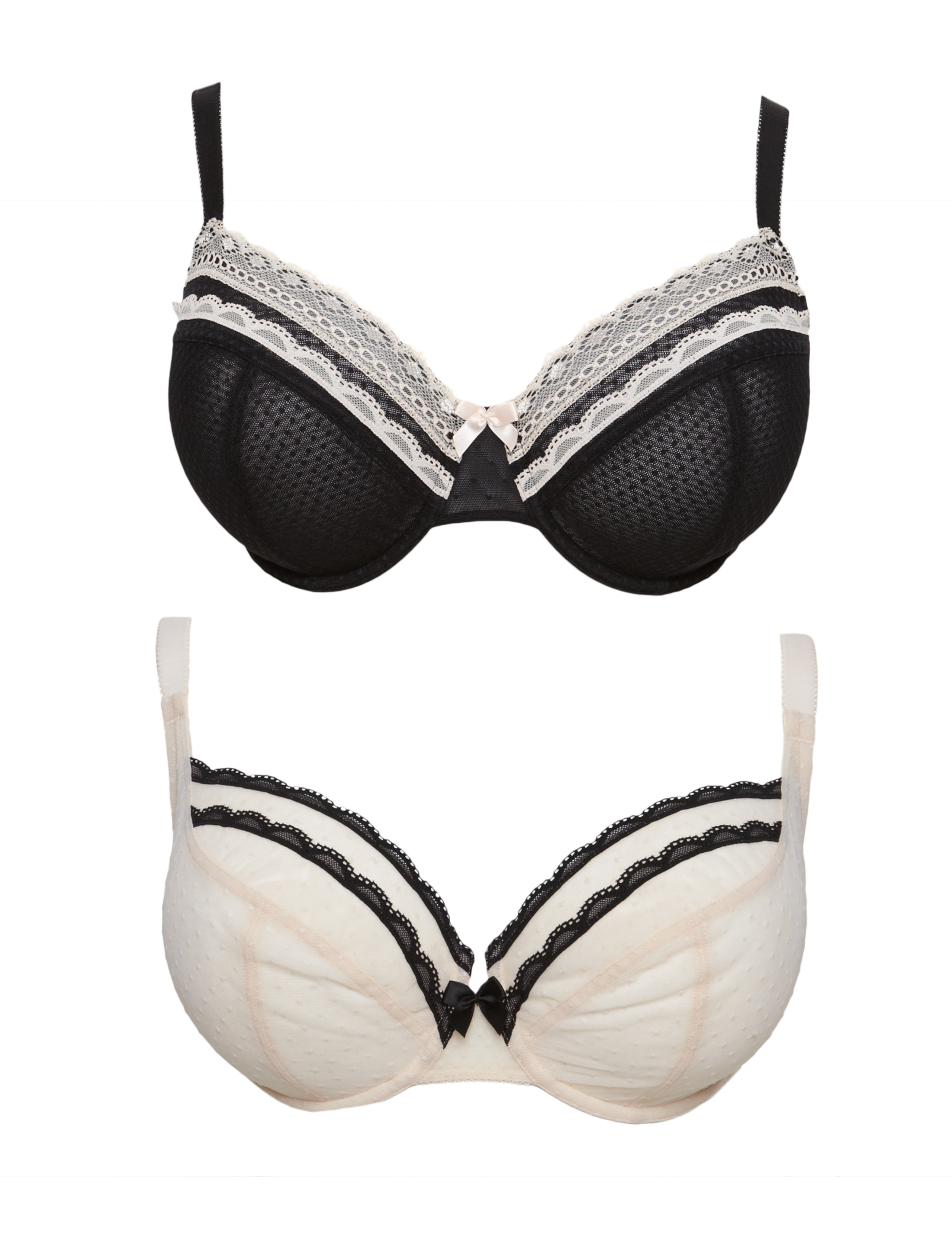2 Pack Mesh Non-Padded Plunge DD-GG Bras 2 of 5