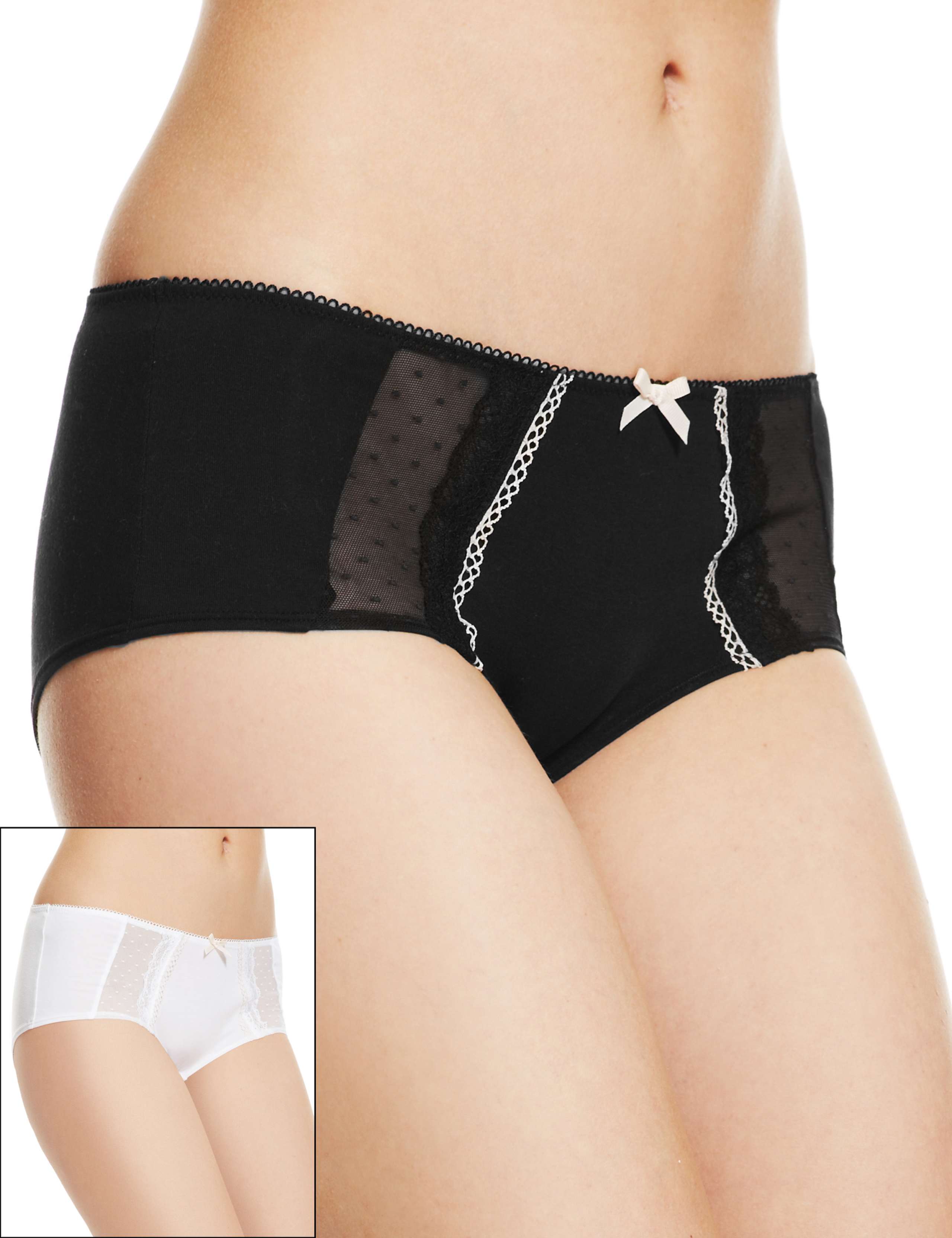 2 Pair Pack Modal Rich Lace & Spotted Shorts 1 of 5