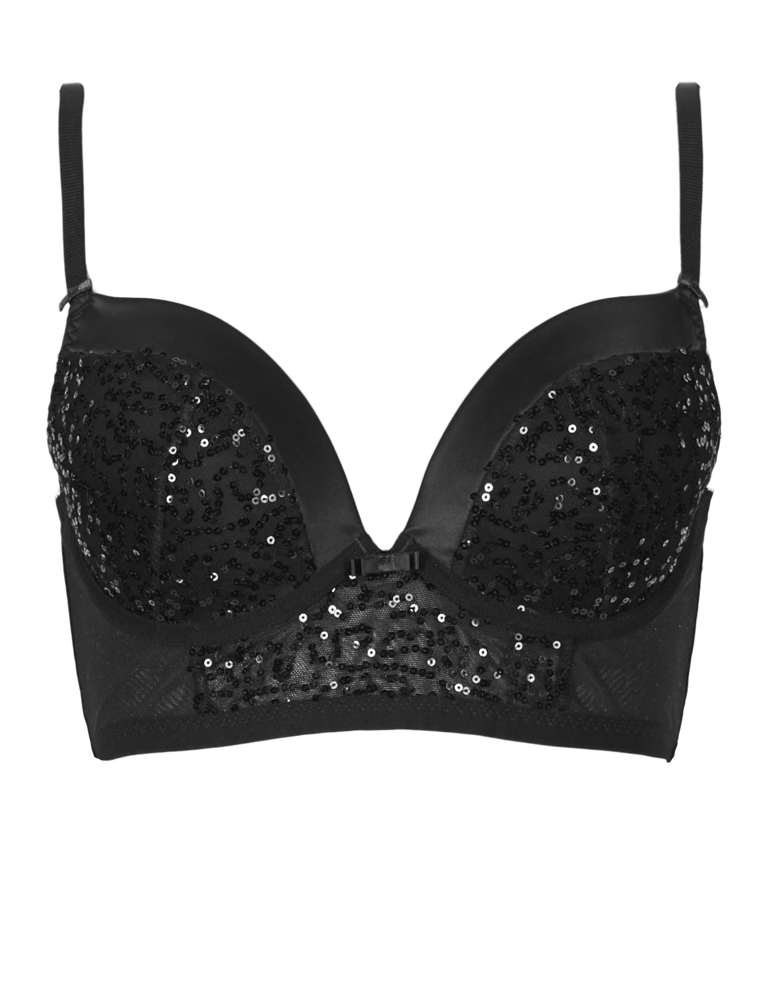 Sequin Embellished Plunge Longline Bra A-E 2 of 4