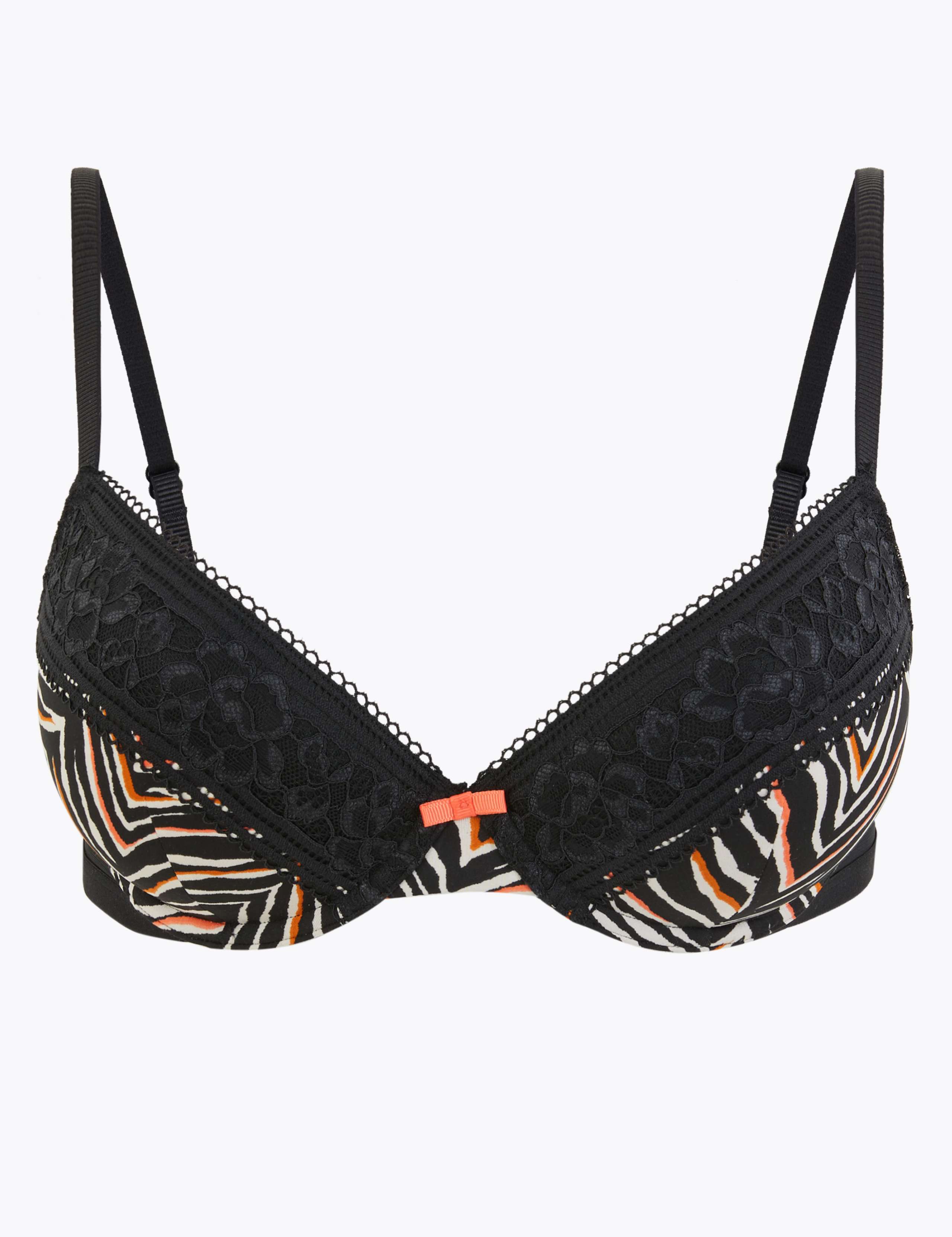 Zebra Print Padded Plunge Bra A-E 2 of 5