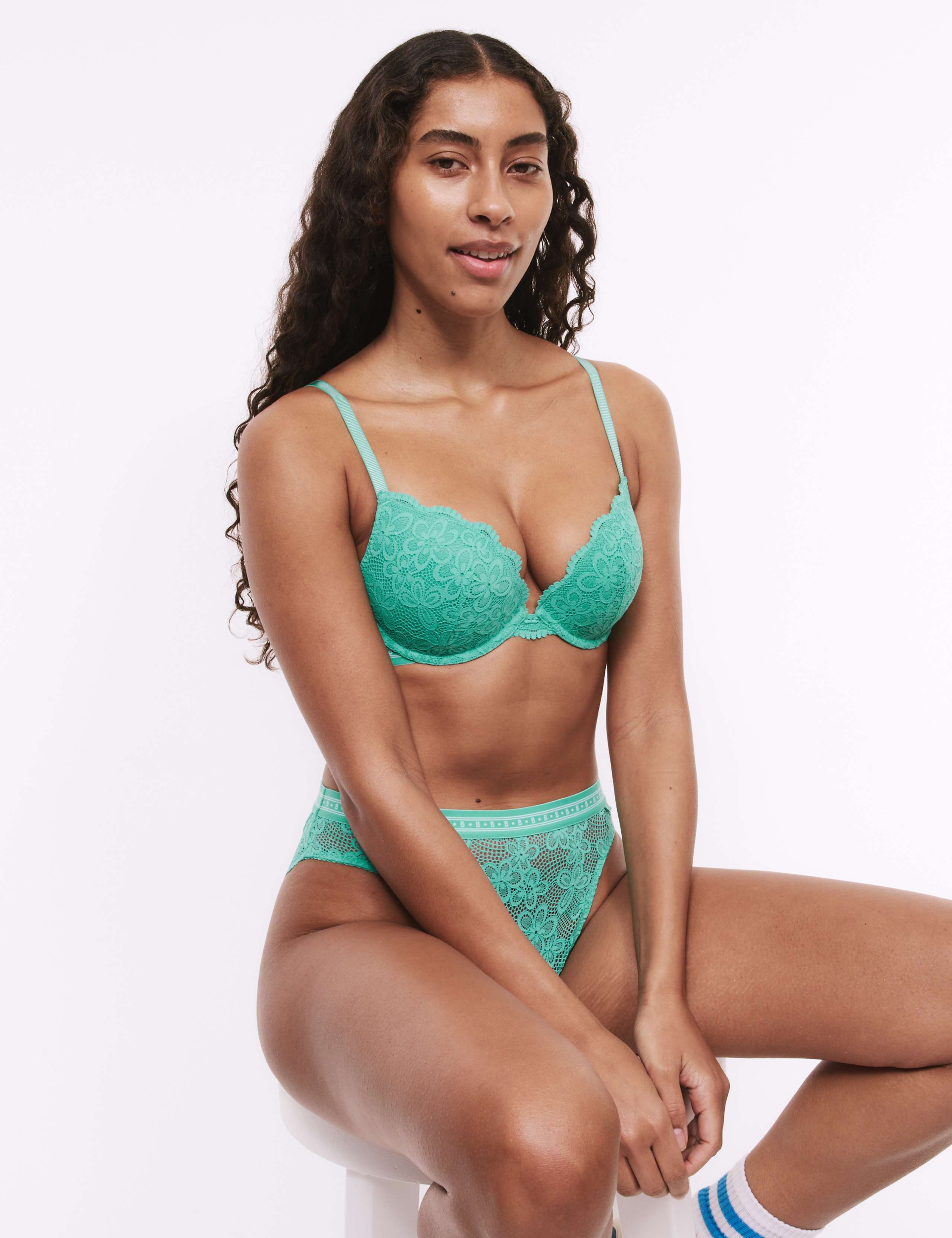 Cleo Lace Wired Push Up Plunge Bra A-E 5 of 7