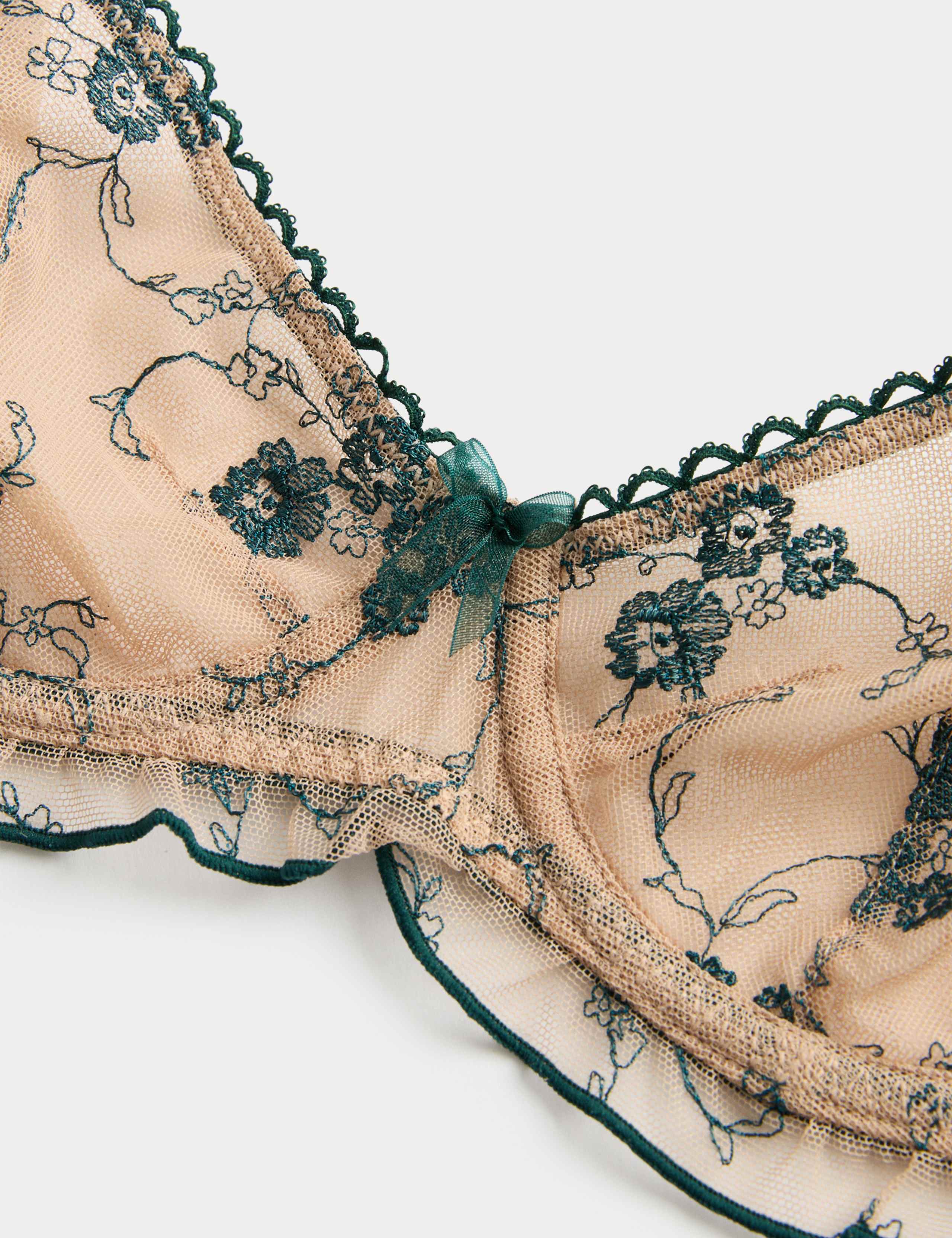 Helena Embroidery Wired Demi Cup Bra (A-E) 5 of 6