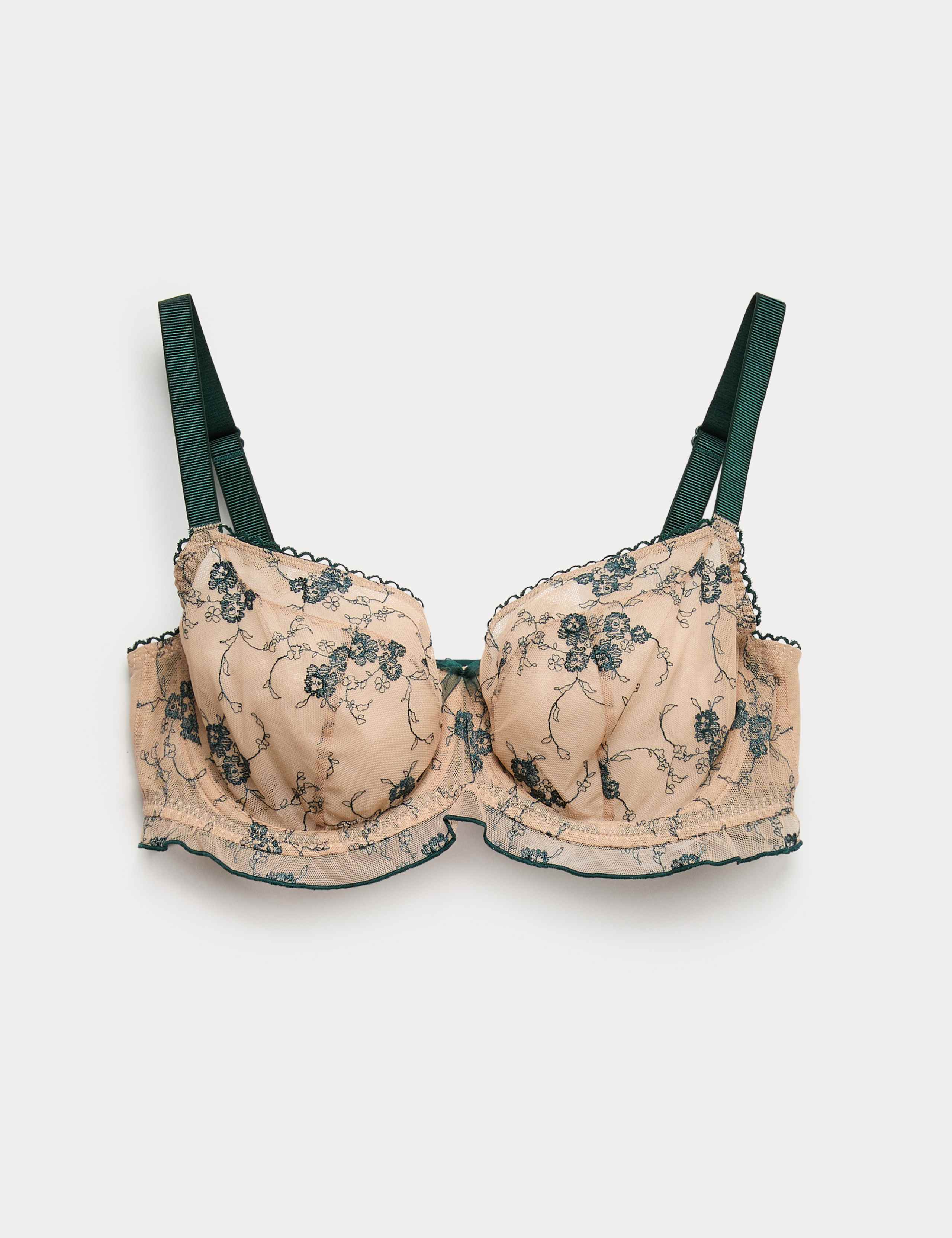 Helena Embroidery Wired Demi Cup Bra (F-H) 1 of 4