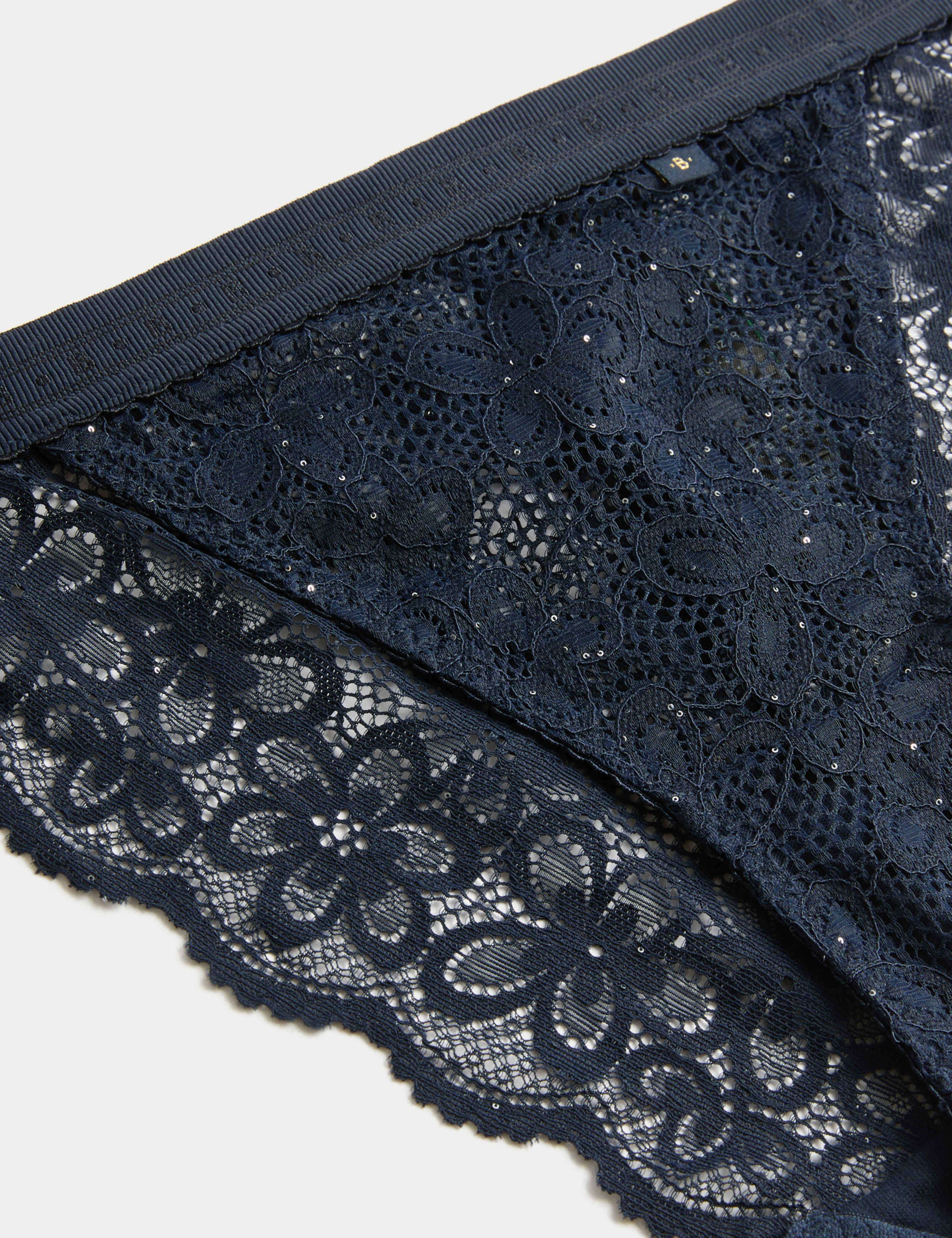 2pk Cleo Sequin Lace Tanga Bikini Knickers 2 of 2