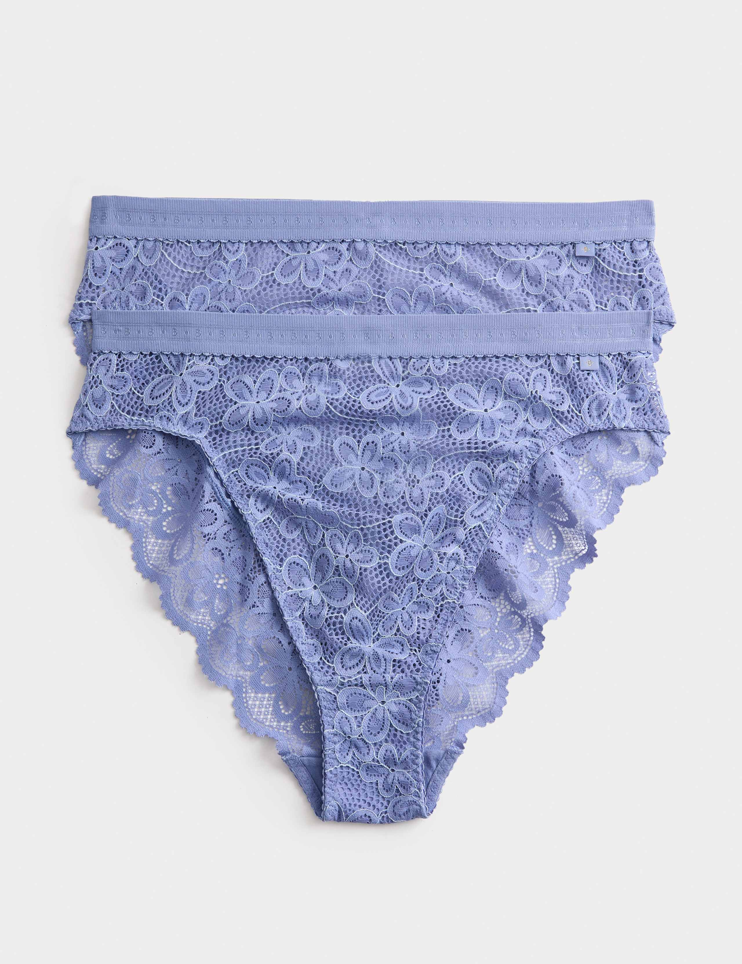 2pk Cleo Lace High Waisted High Leg Knickers 1 of 5