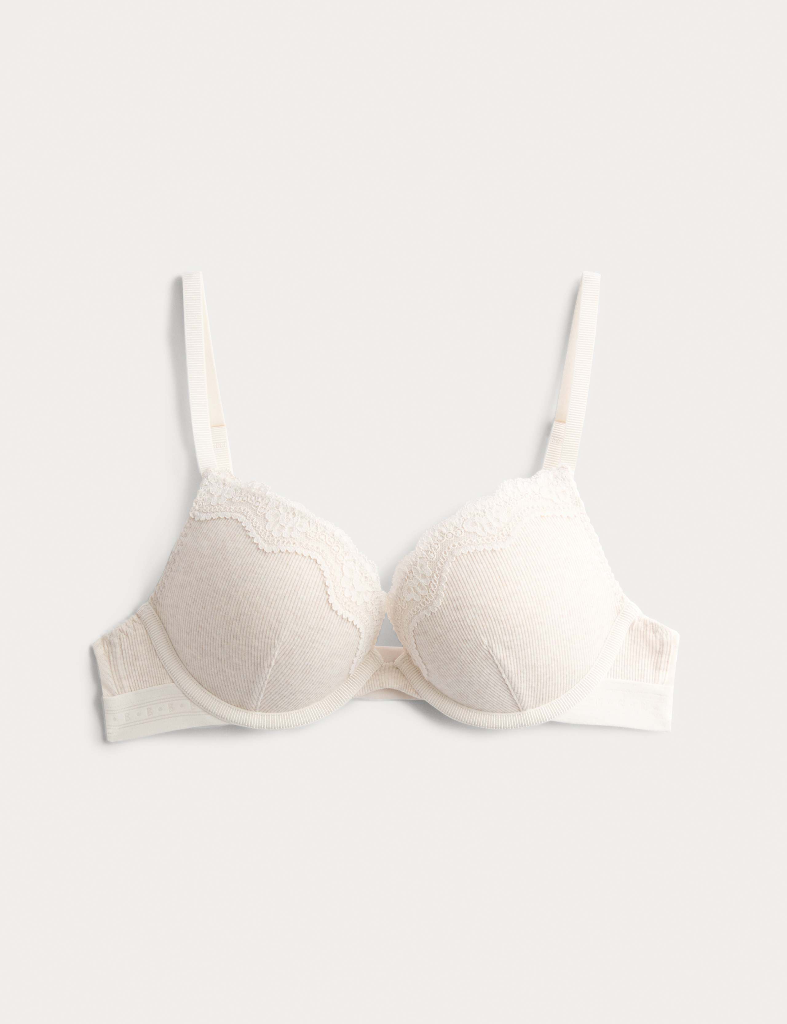 Lotta Cotton Rib Wired Push Up Plunge Bra (A-E) 2 of 6