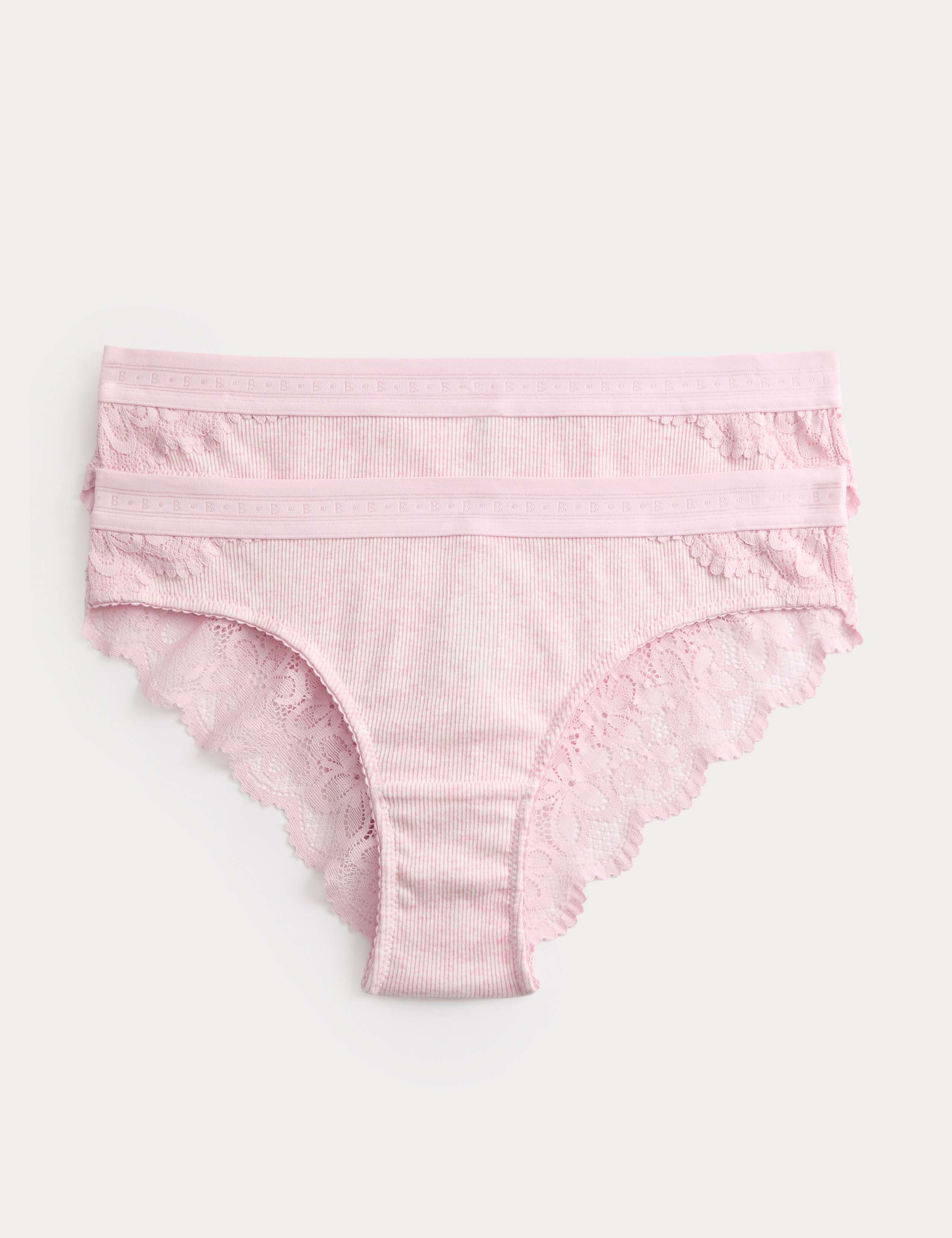 2 Pack Lotta Cotton Blend Rib Brazilian Knickers 1 of 6