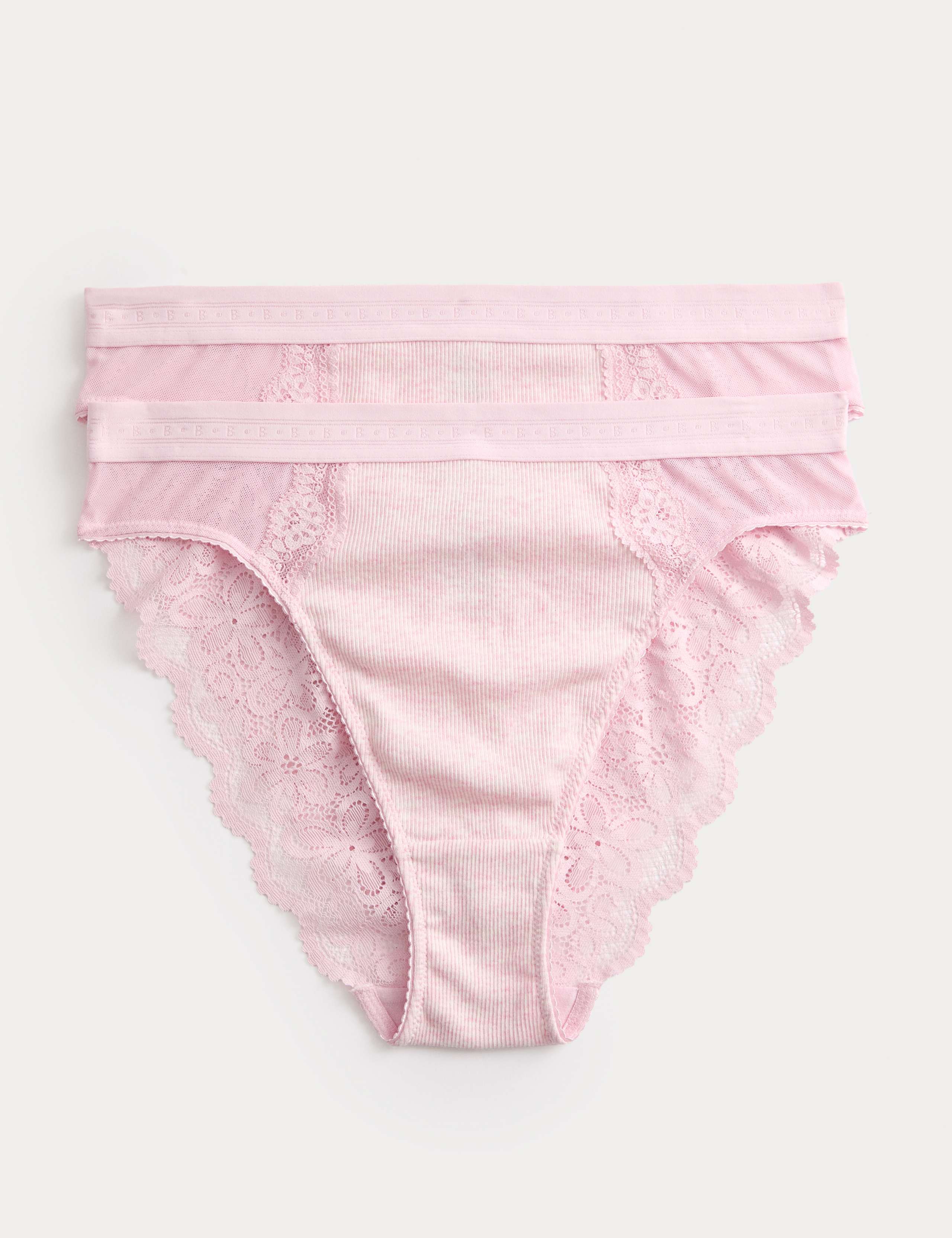 2pk Lotta Cotton Blend Rib High Leg Knickers 1 of 5