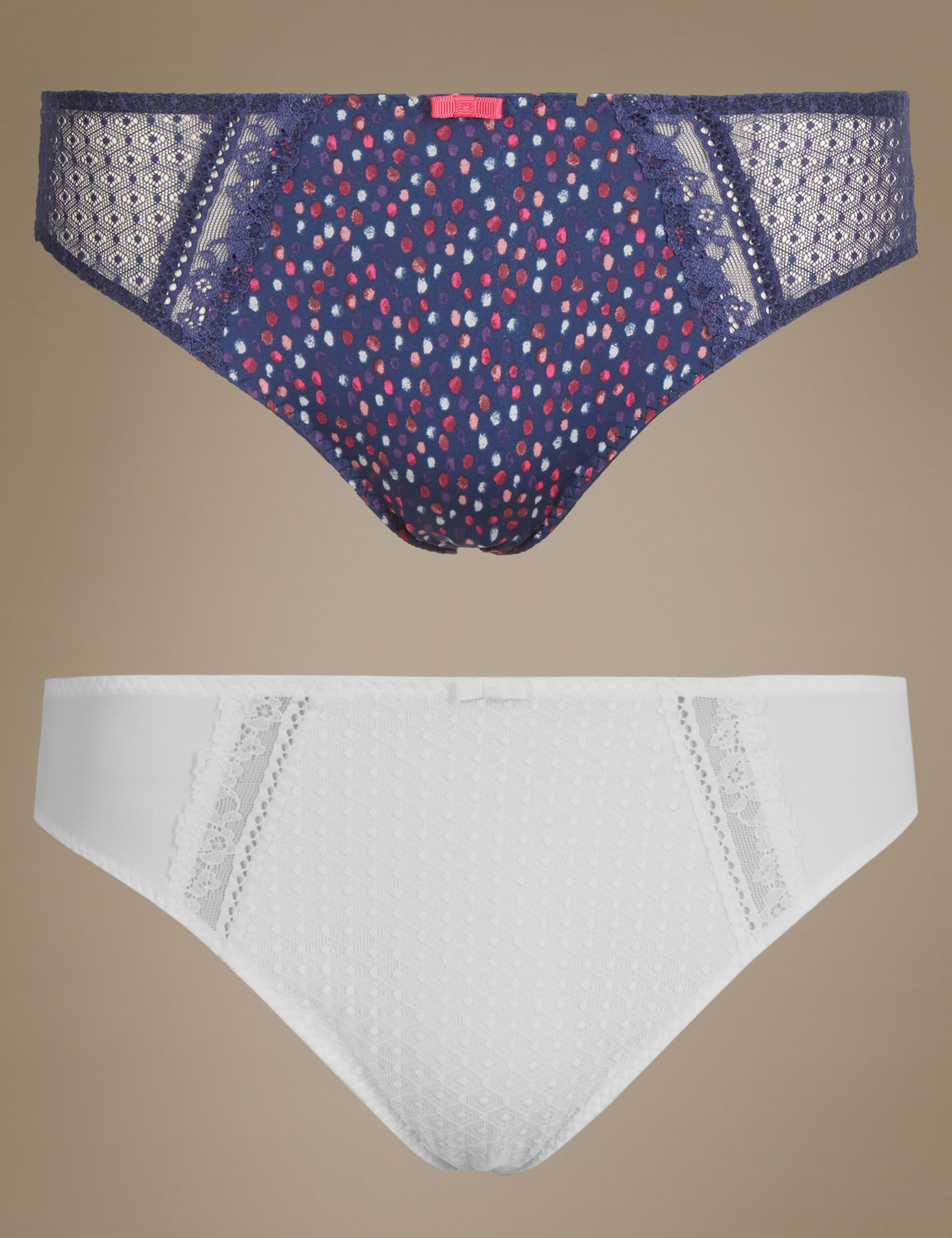 2 Pack Texture Print High Leg Knickers 1 of 6