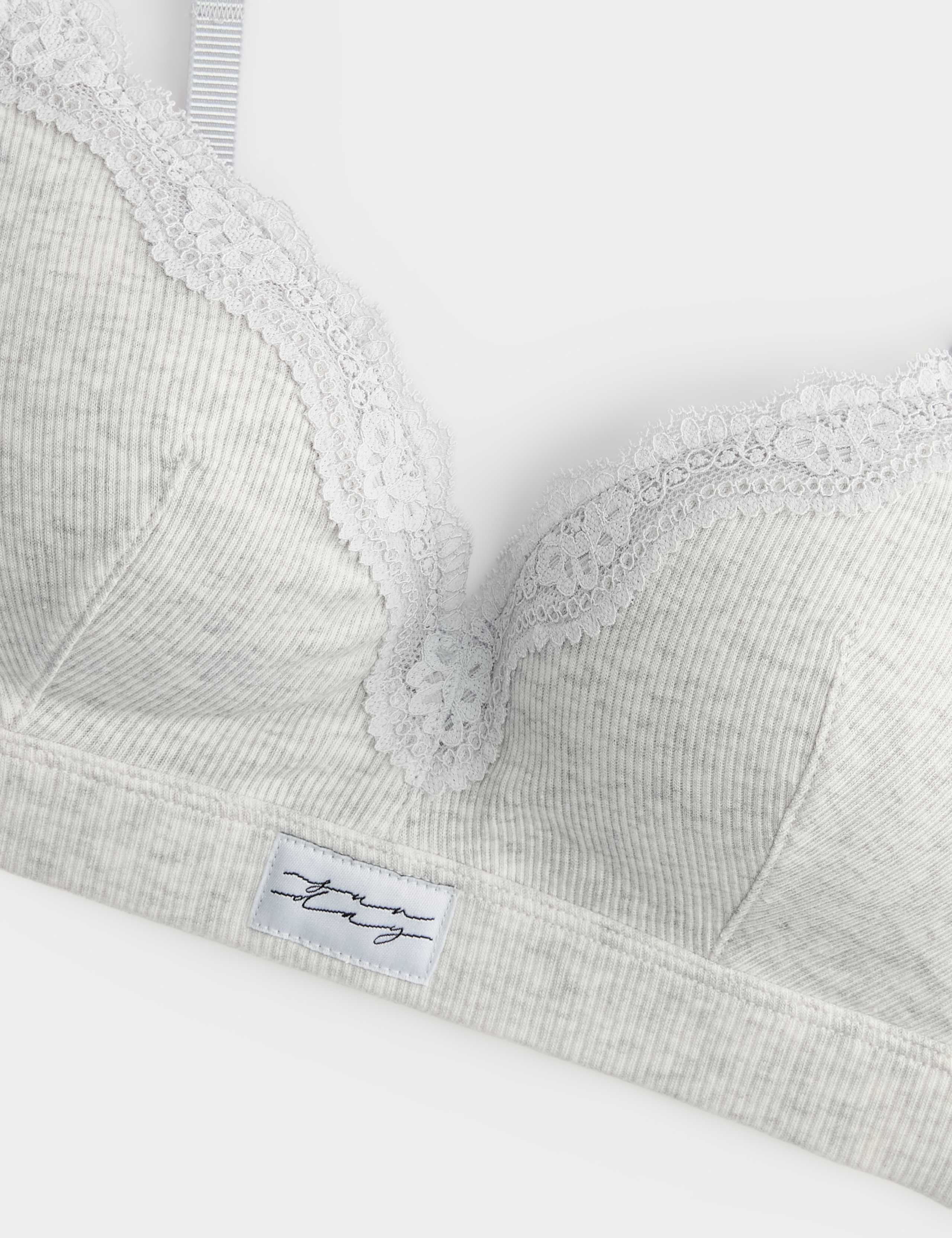 Juni Cotton Rib Non Wired Plunge Bra A-E 6 of 8