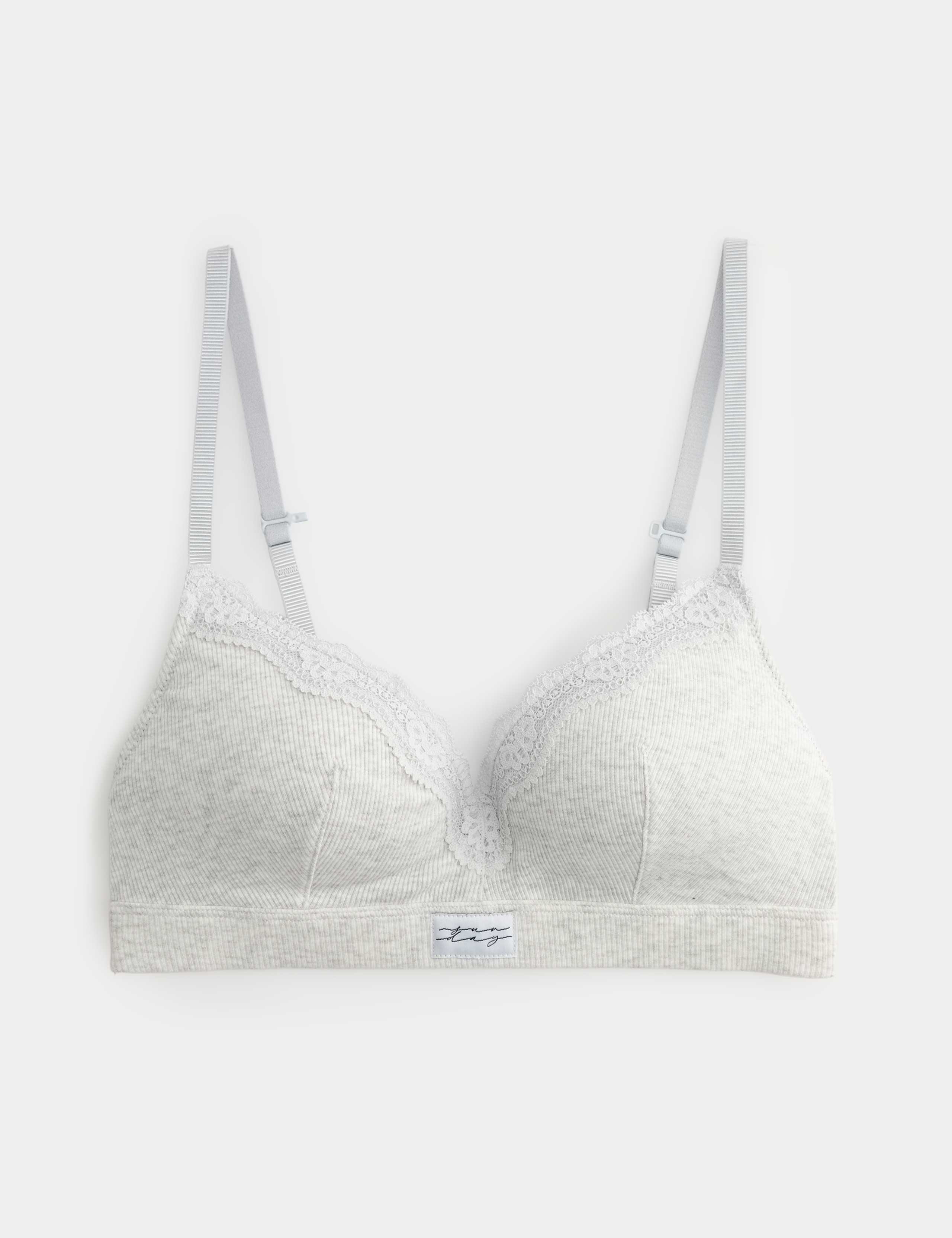 Juni Cotton Rib Non Wired Plunge Bra A-E 2 of 8