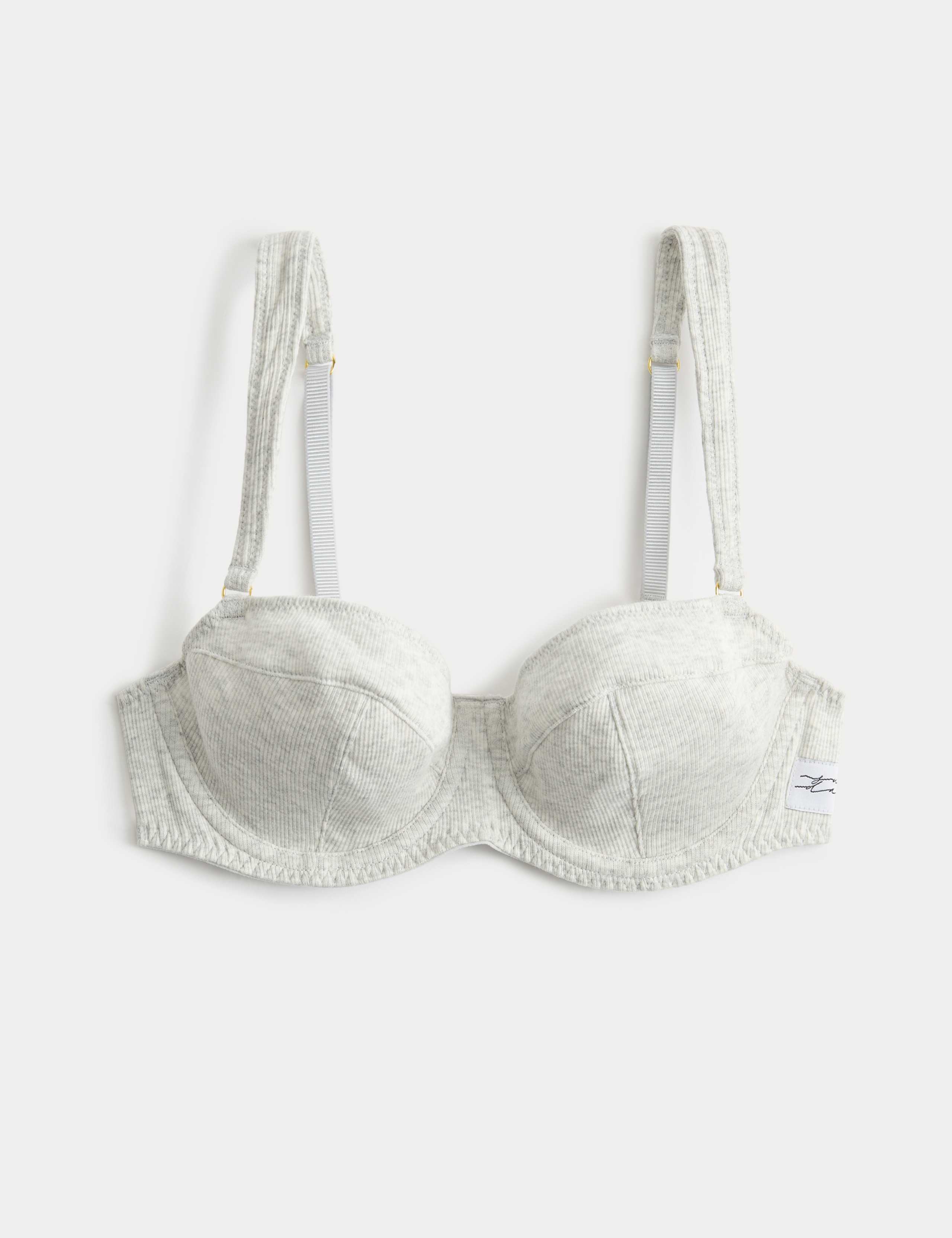 Juni Cotton Rib Wired Balconette Bra A-E 2 of 8