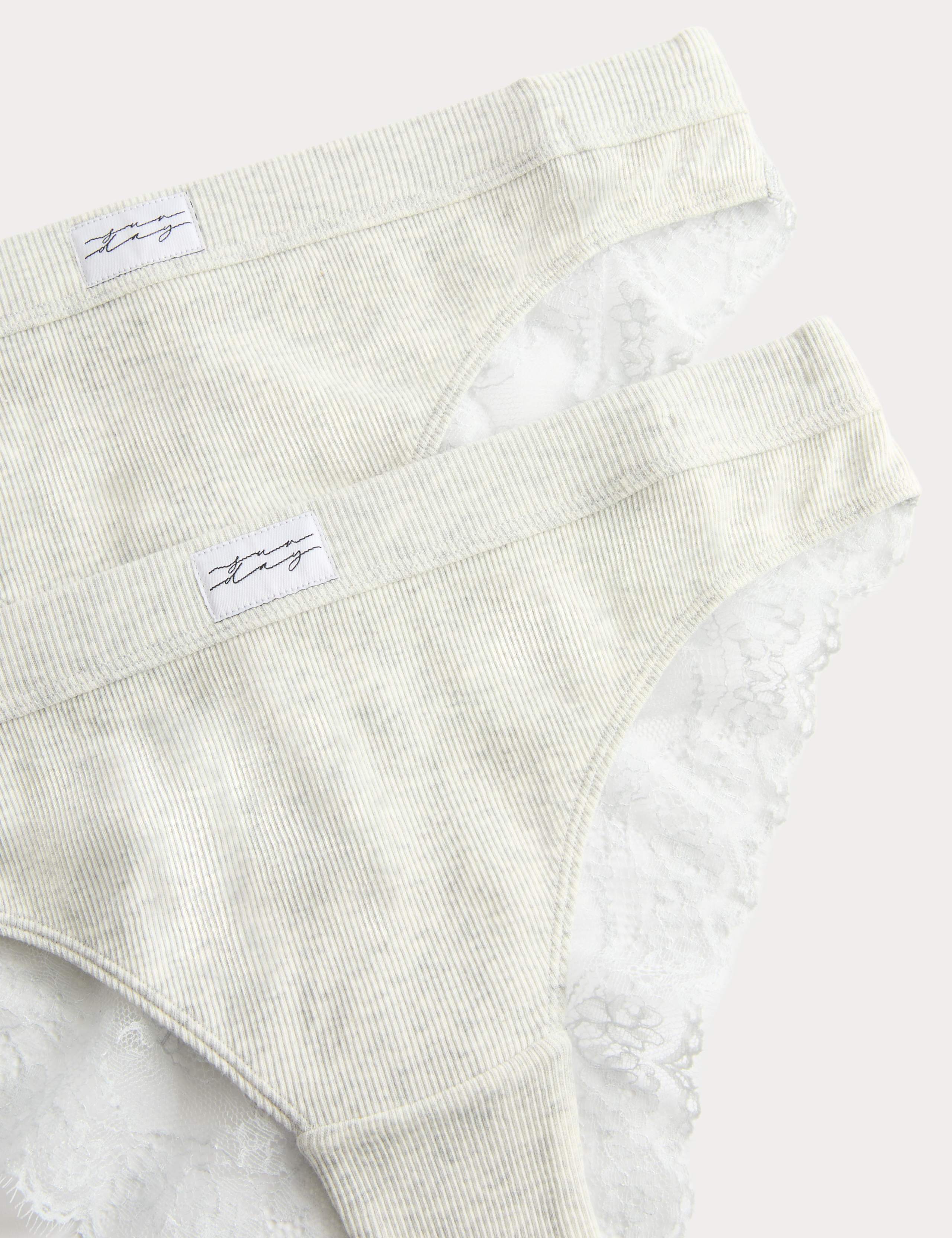 2 Pack Juni Cotton Rib Brazilian Knickers 5 of 5