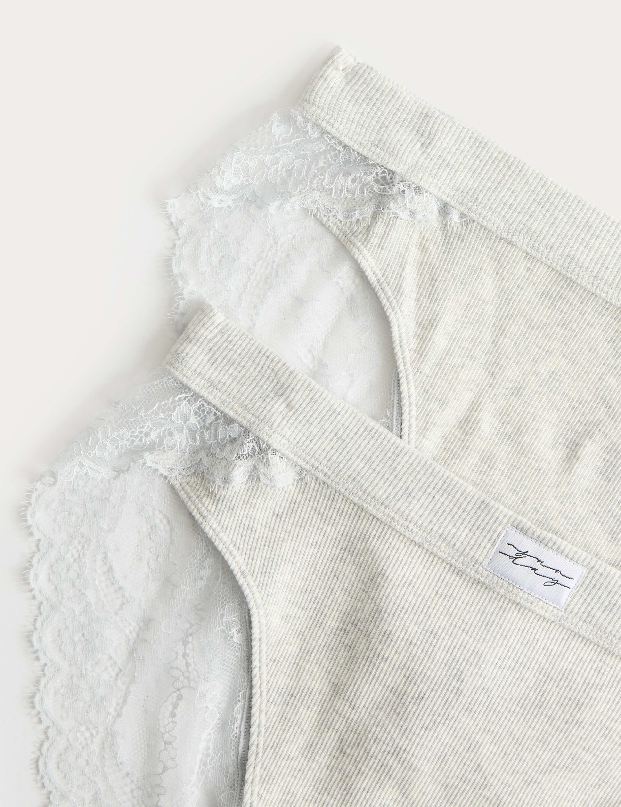 2 Pack Juni Cotton Rib High Waisted High Leg Knickers 5 of 5