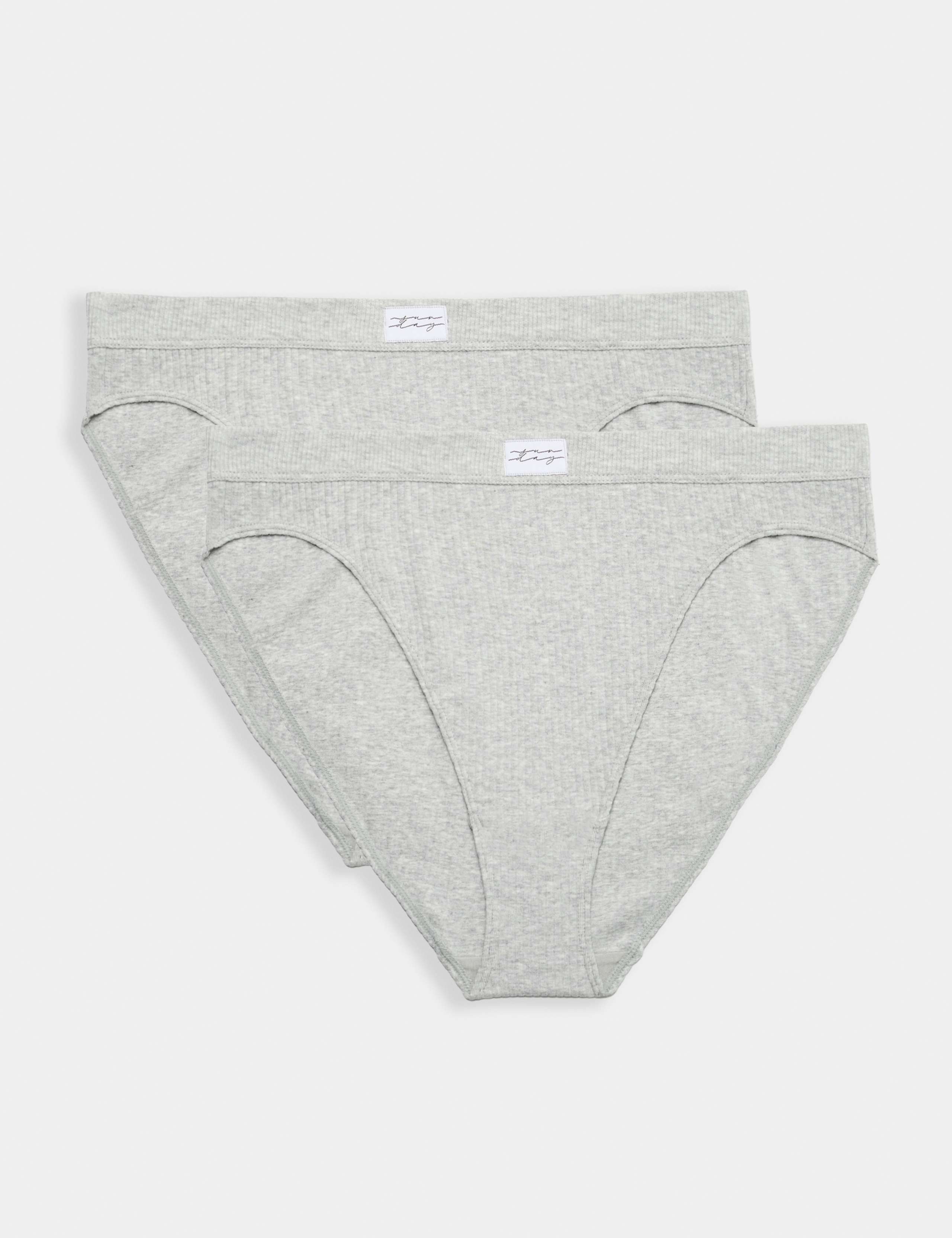 2 Pack Asta Rib High Leg Knickers 1 of 4