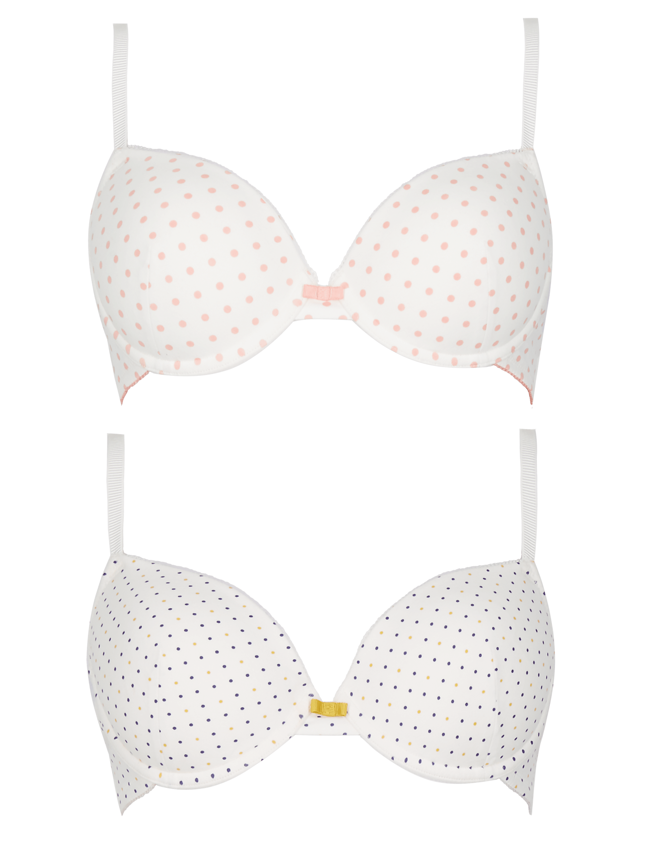 2 Pair Pack Spotted Padded Plunge Bras A-DD 2 of 5