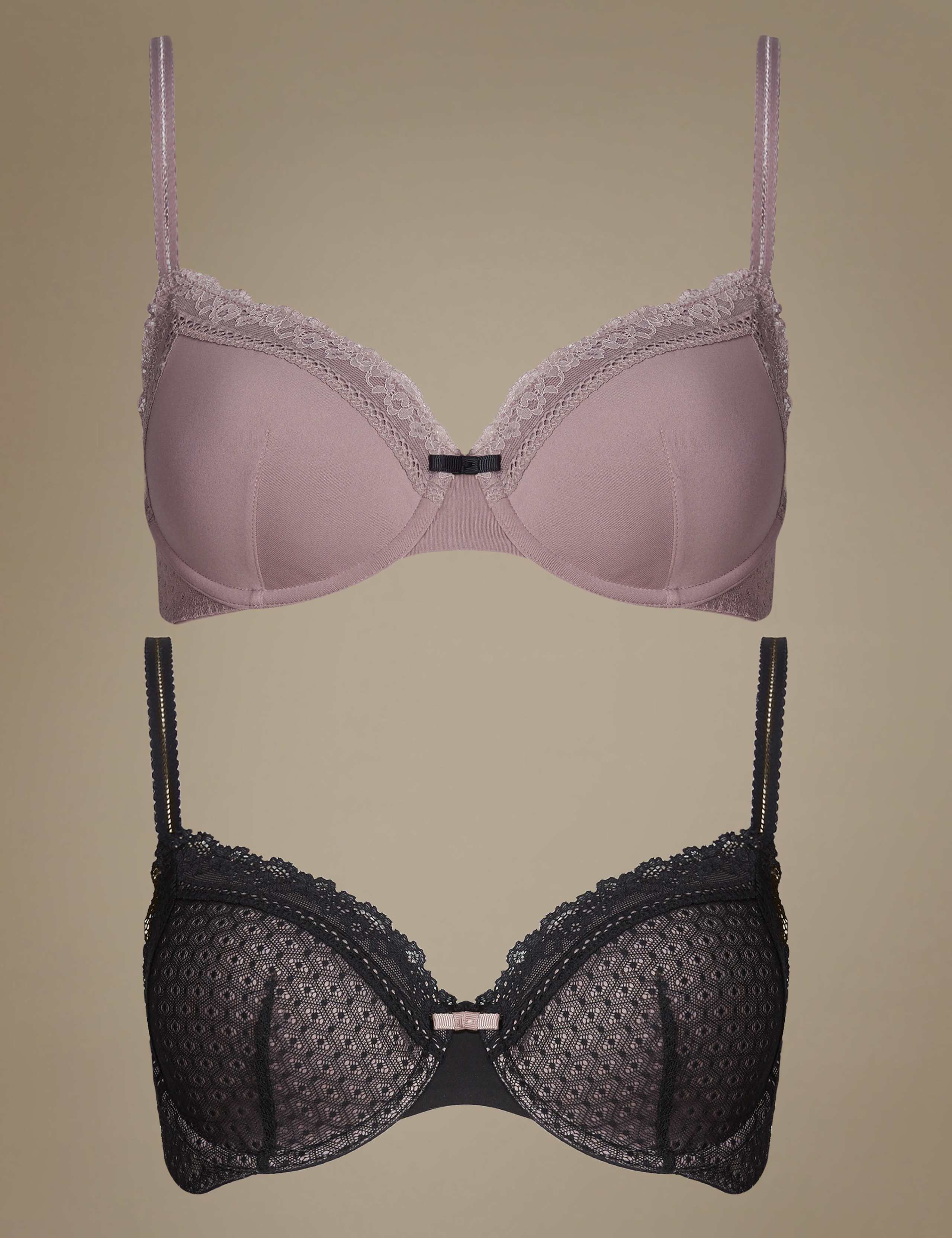 2 Pack Textured Padded Full Cup Bra A-DD 1 of 5