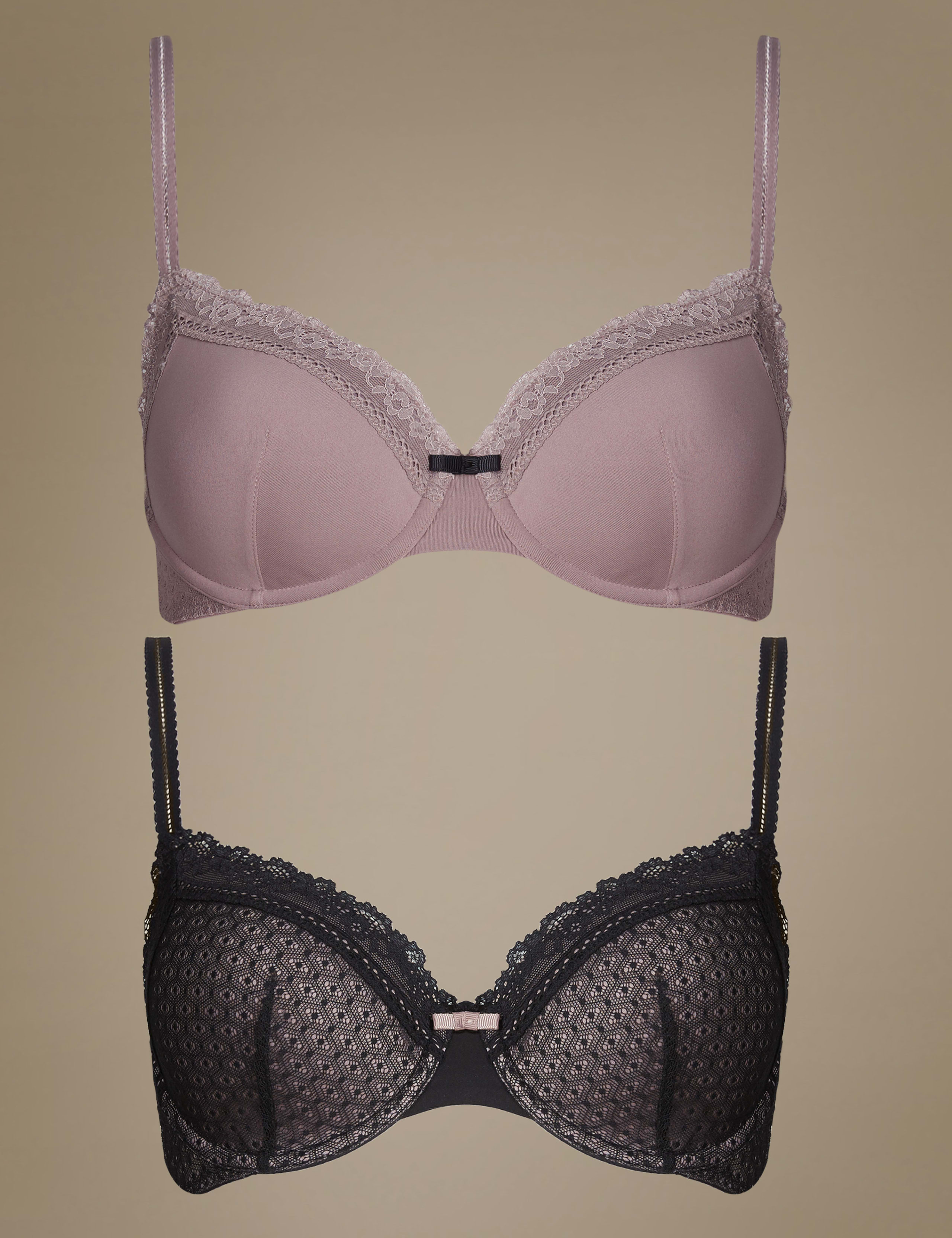 2 Pack Textured Padded Full Cup Bra A-DD 2 of 5