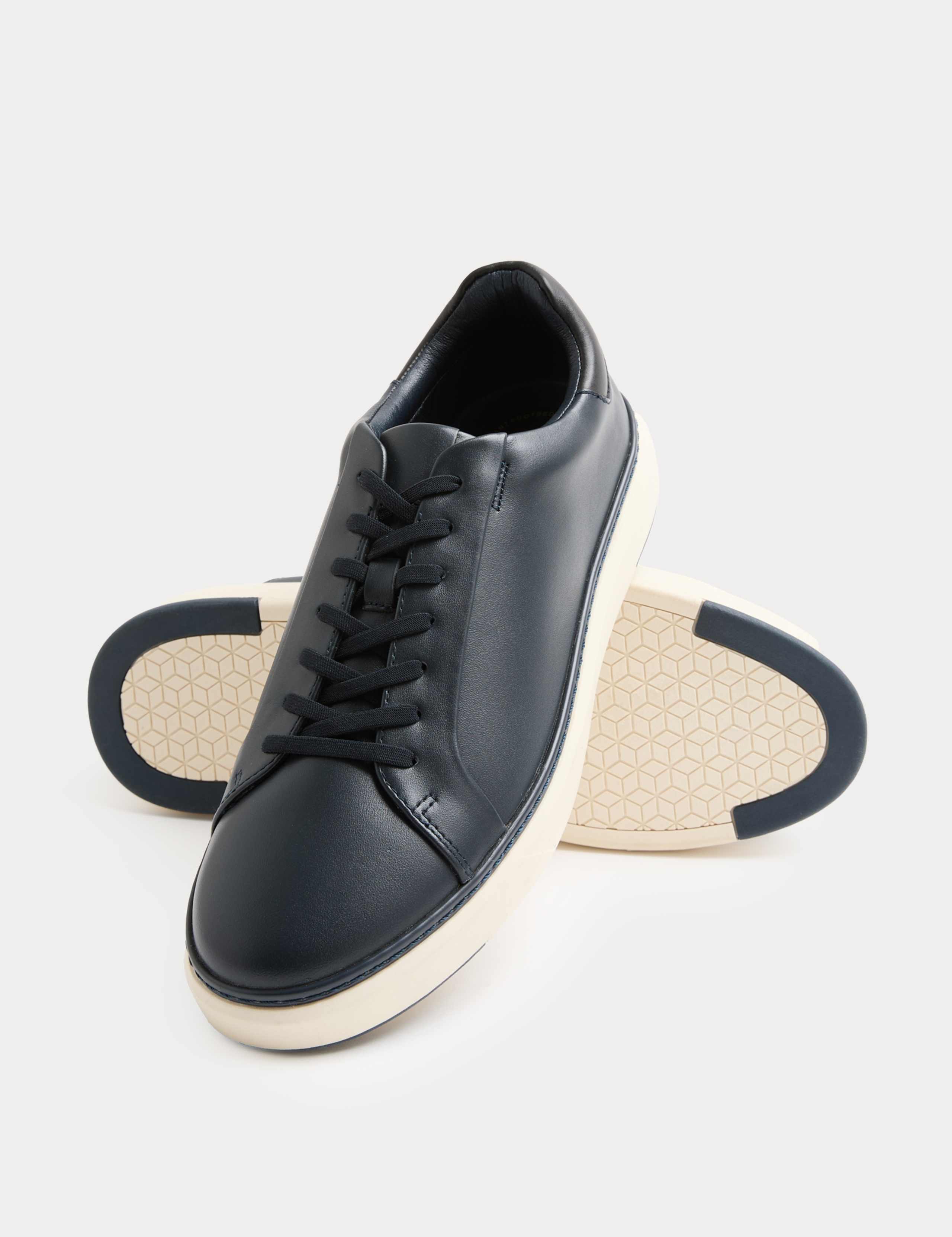 Leather Shower Resistant Lace-Up Trainers 1 of 3