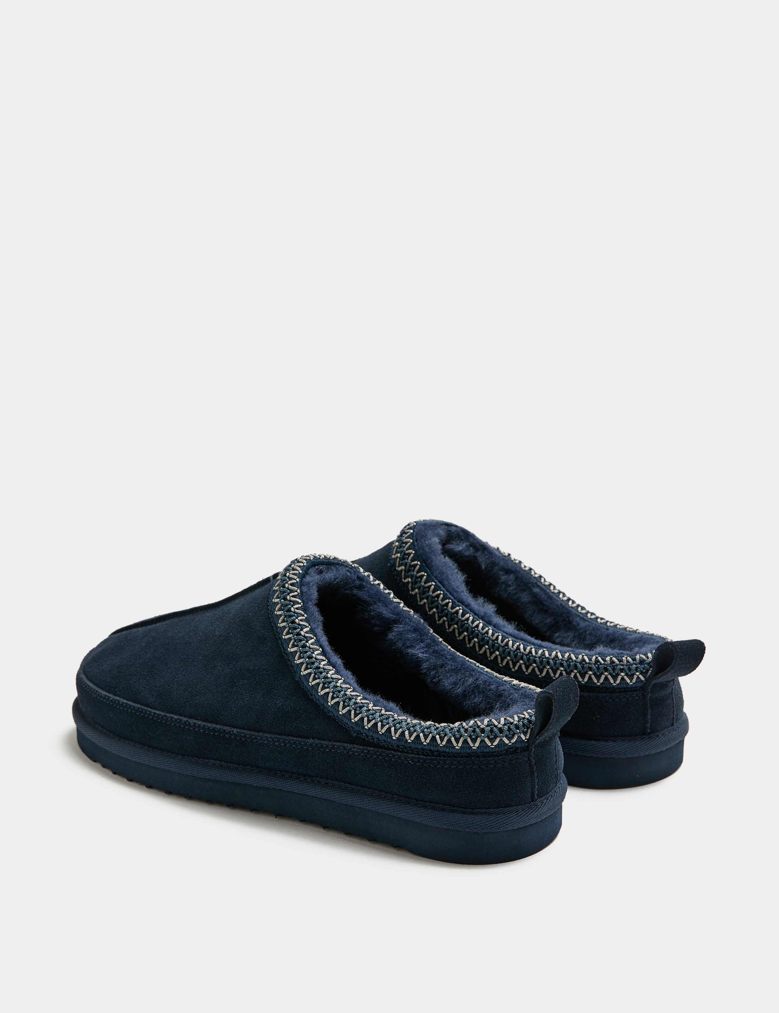 Suede Collared Embroidered Mule Slippers 1 of 3