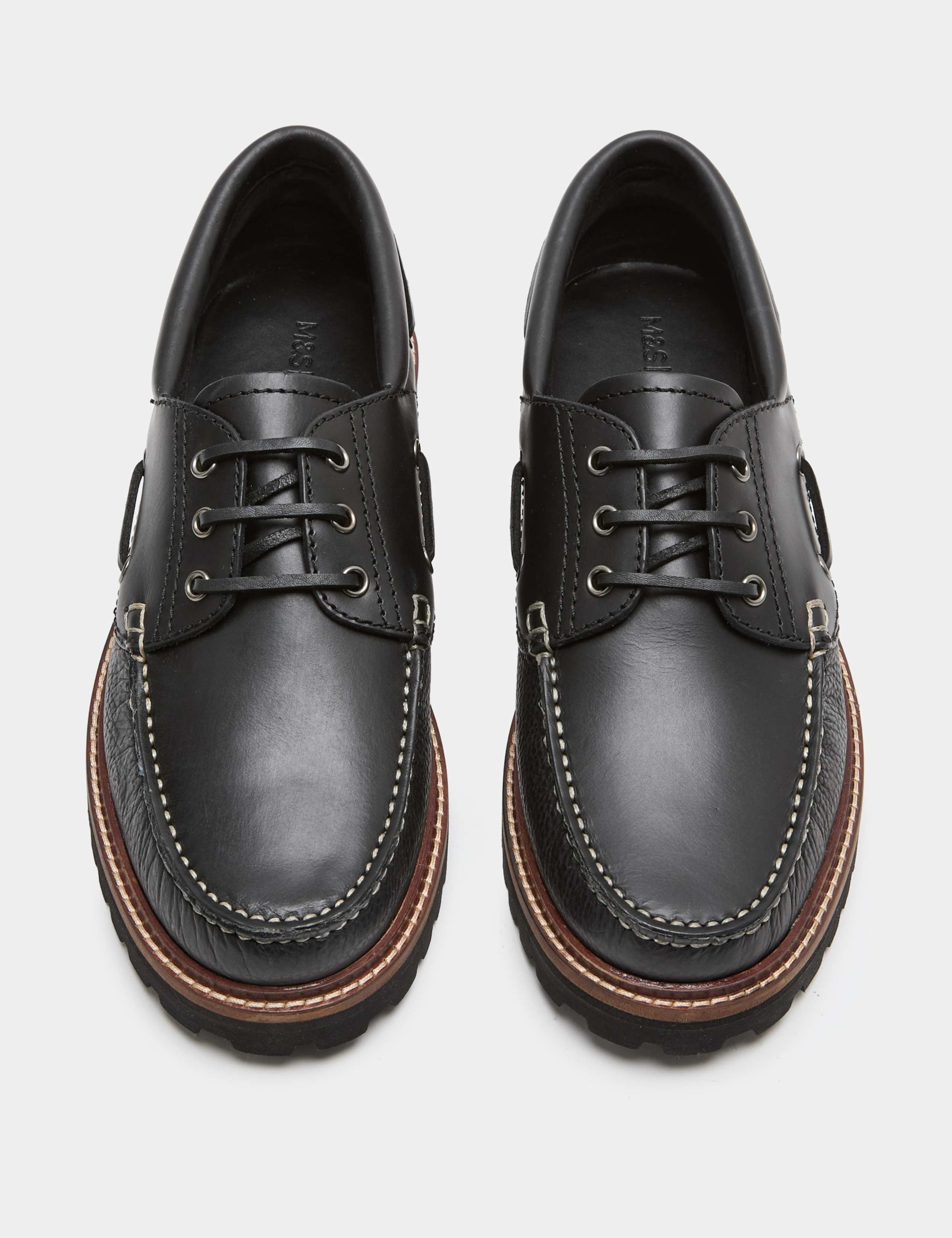 Chunky Sole Leather Deck Shoes 2 of 4