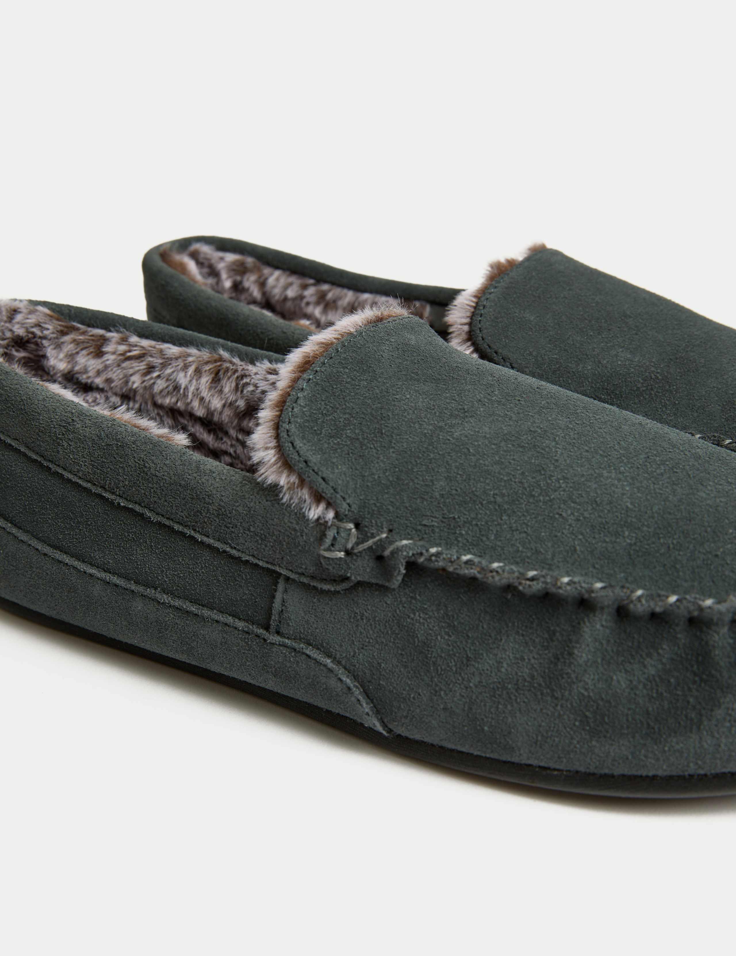 Suede Fleece Lined Moccasin Slippers 3 of 4