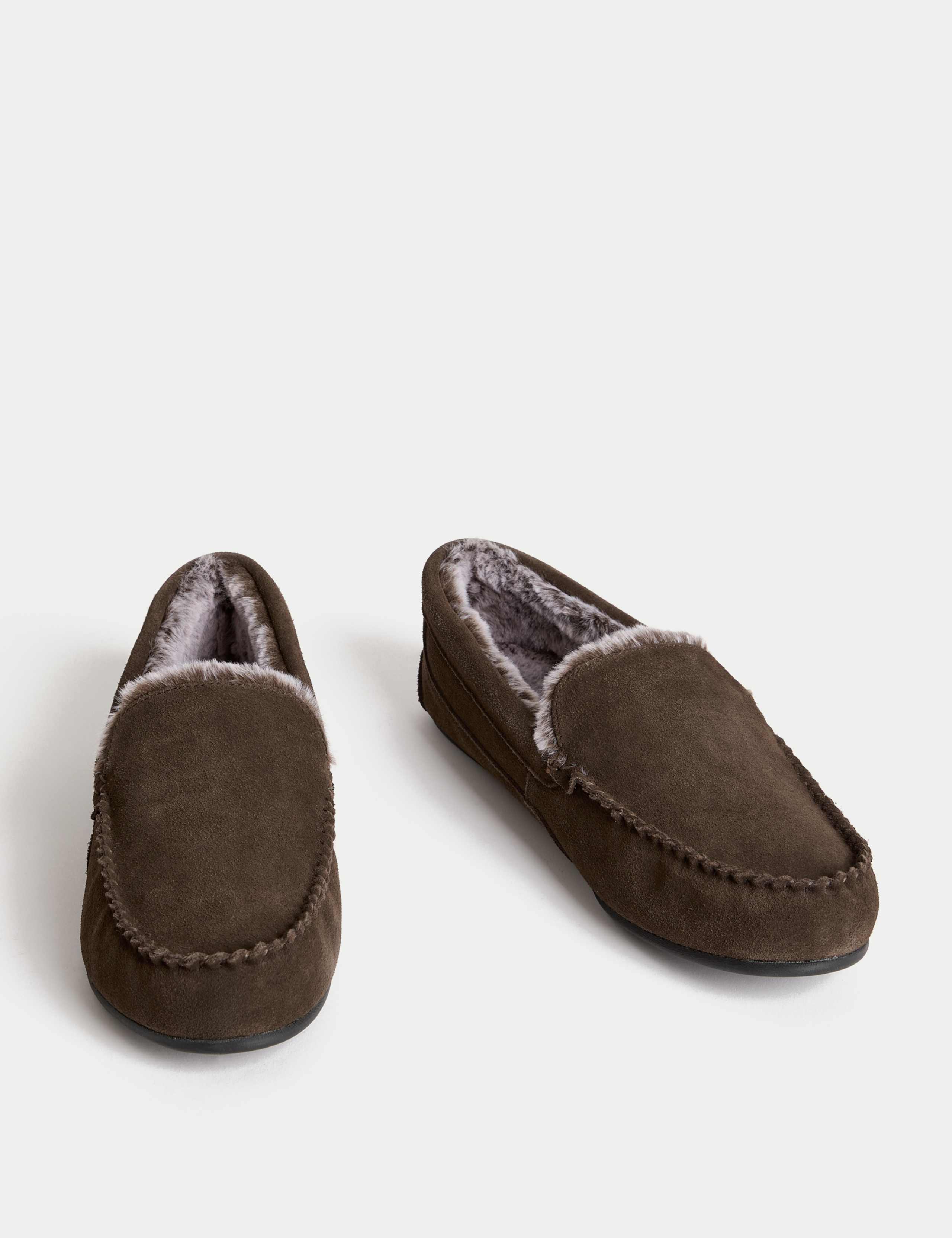Suede Fleece Lined Moccasin Slippers 2 of 4