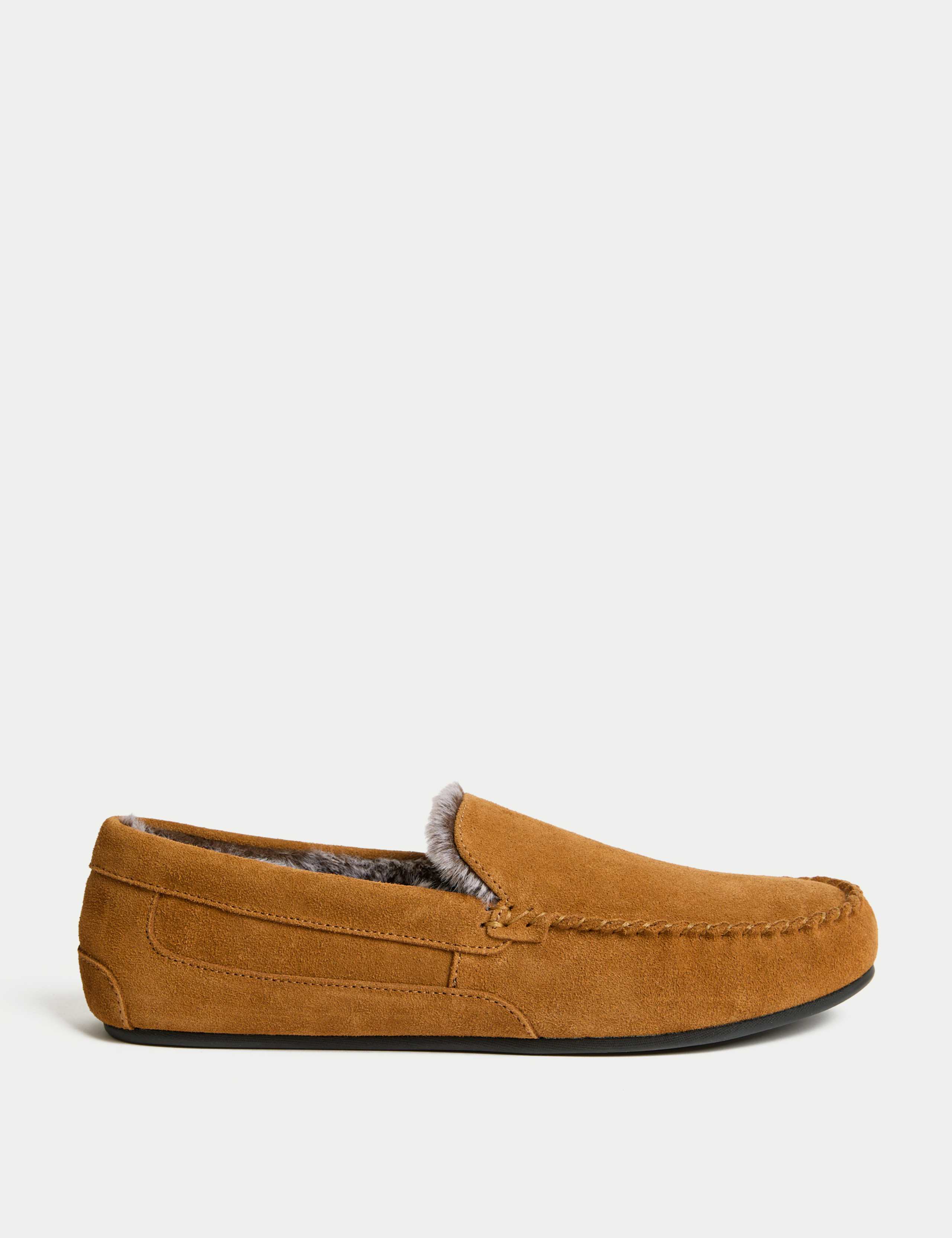 Suede Fleece Lined Moccasin Slippers 1 of 4