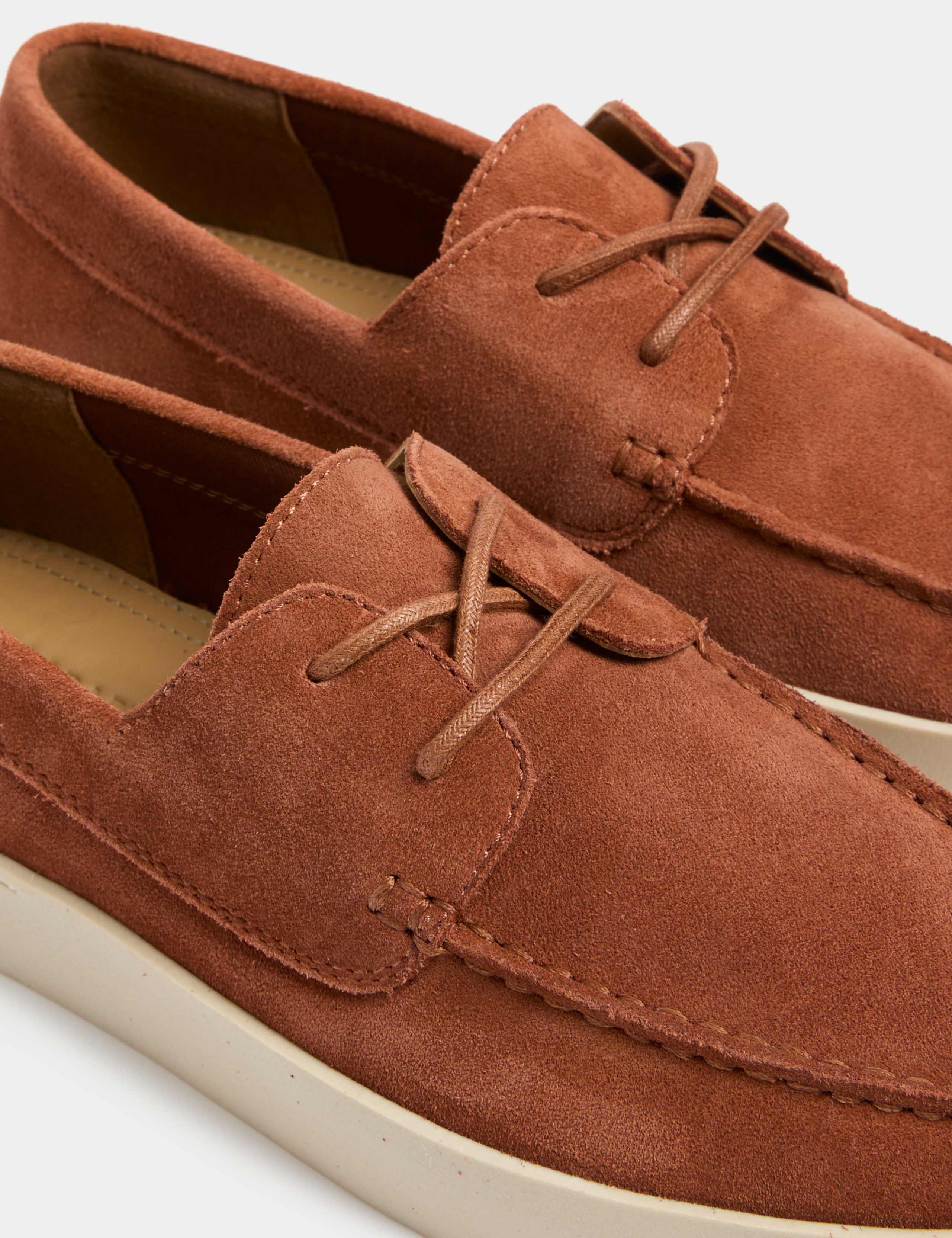 Suede White Sole Lace Up Loafers 3 of 4