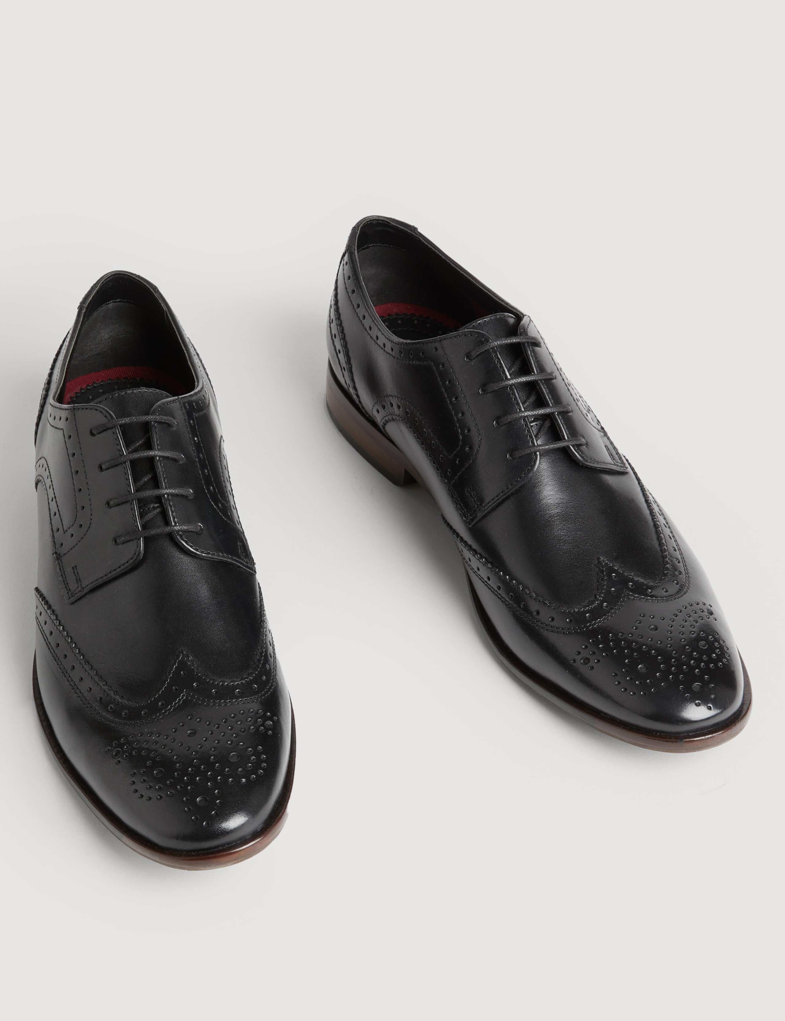 MARK&SPENCER COLLECTION MEN\'S BLACK LEATHER OXFORD BROGUE SHOES  .SIZE 12 Wide Fit Leather Brogues | M&S | M&S main image 3