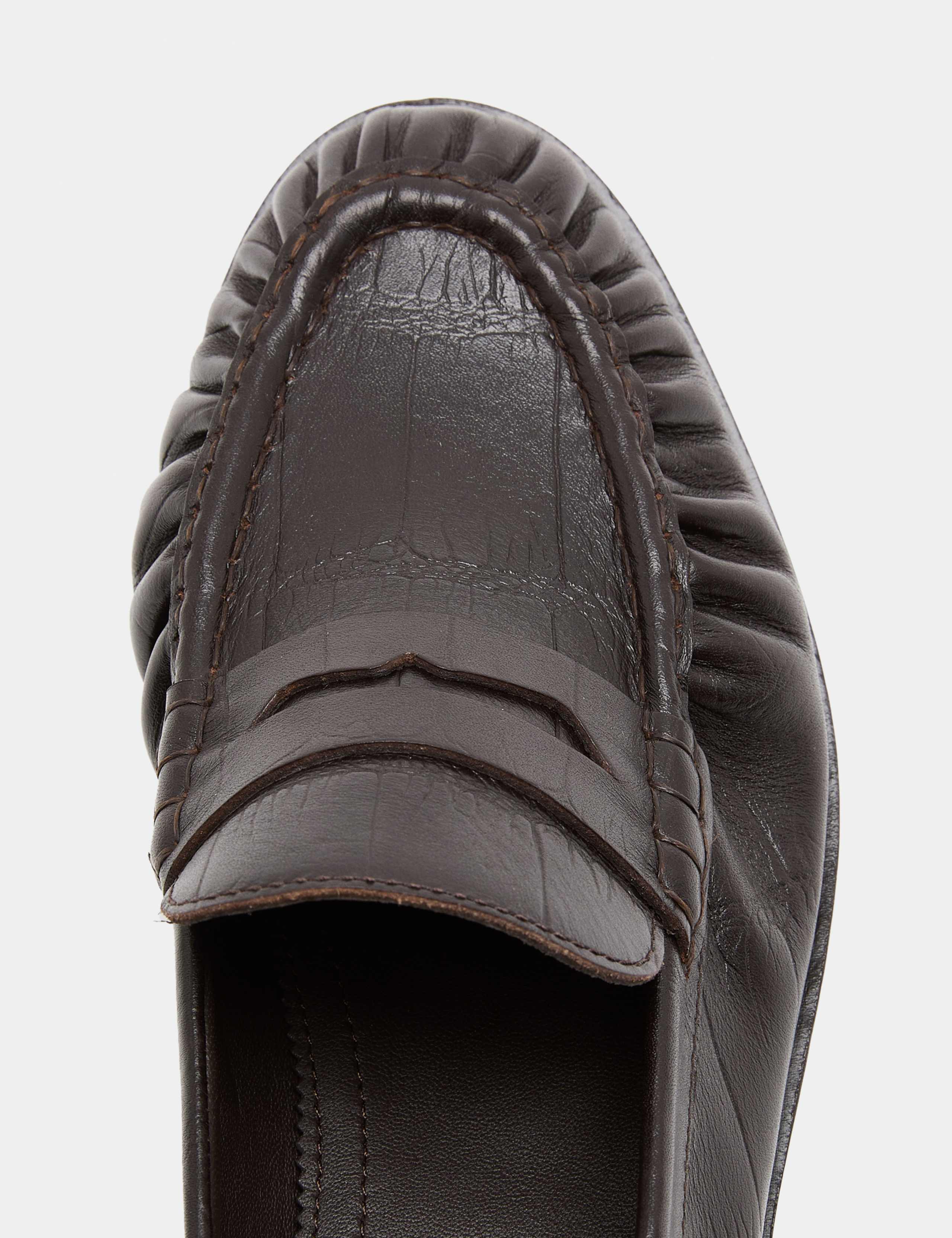 Ruched Leather Slip On Loafers 3 of 3