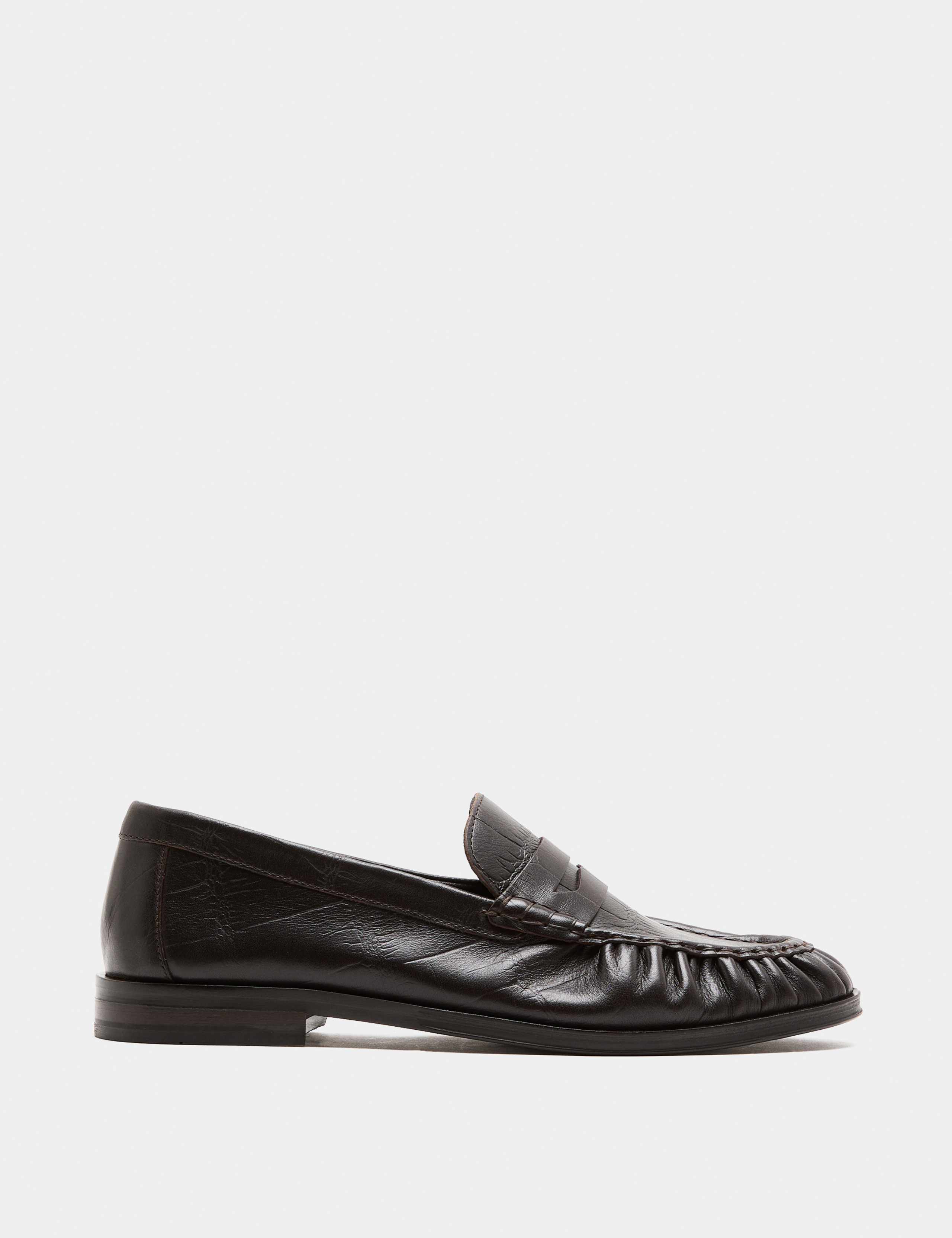 Ruched Leather Slip On Loafers 2 of 3
