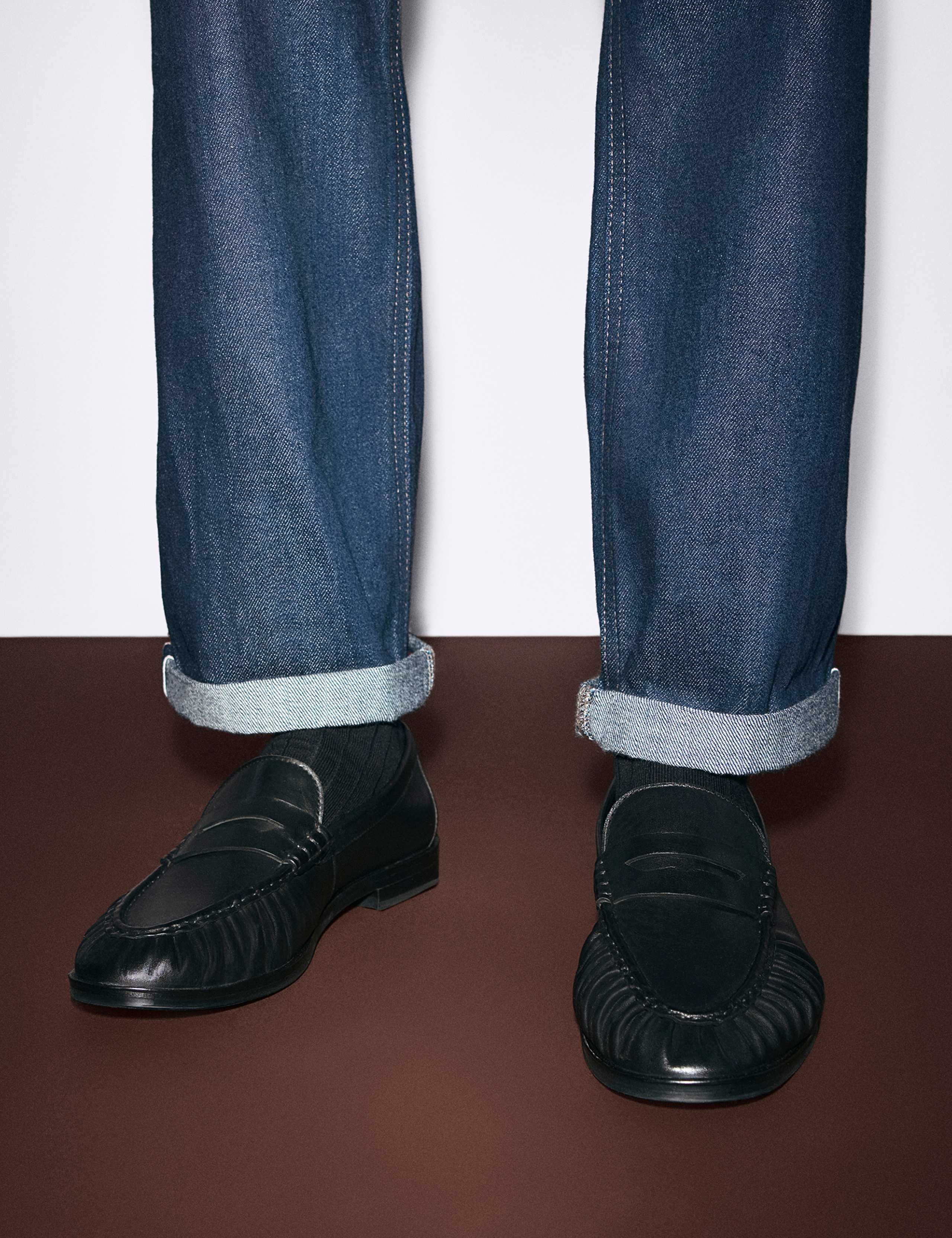 Ruched Leather Slip On Loafers 4 of 4