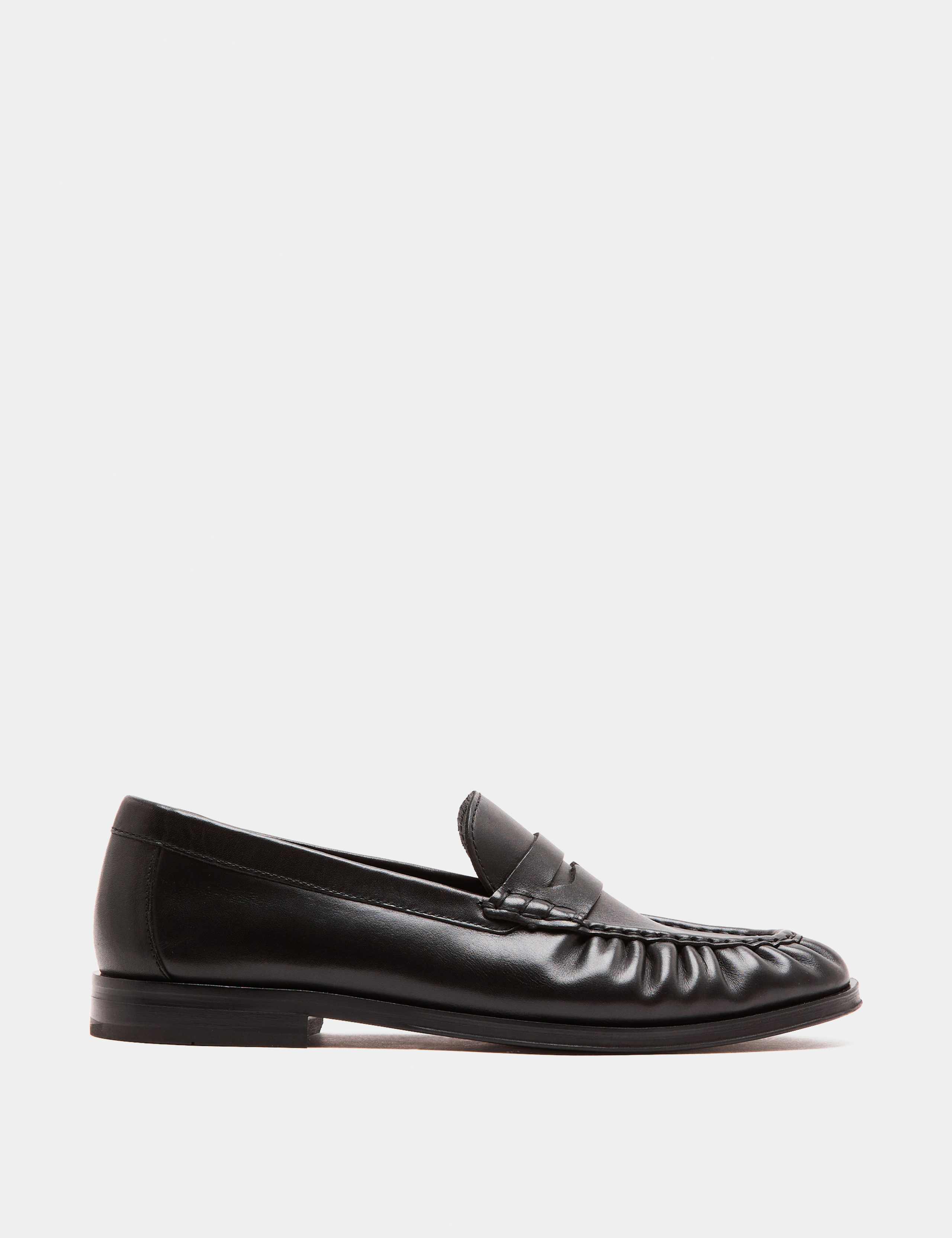 Ruched Leather Slip On Loafers 2 of 3