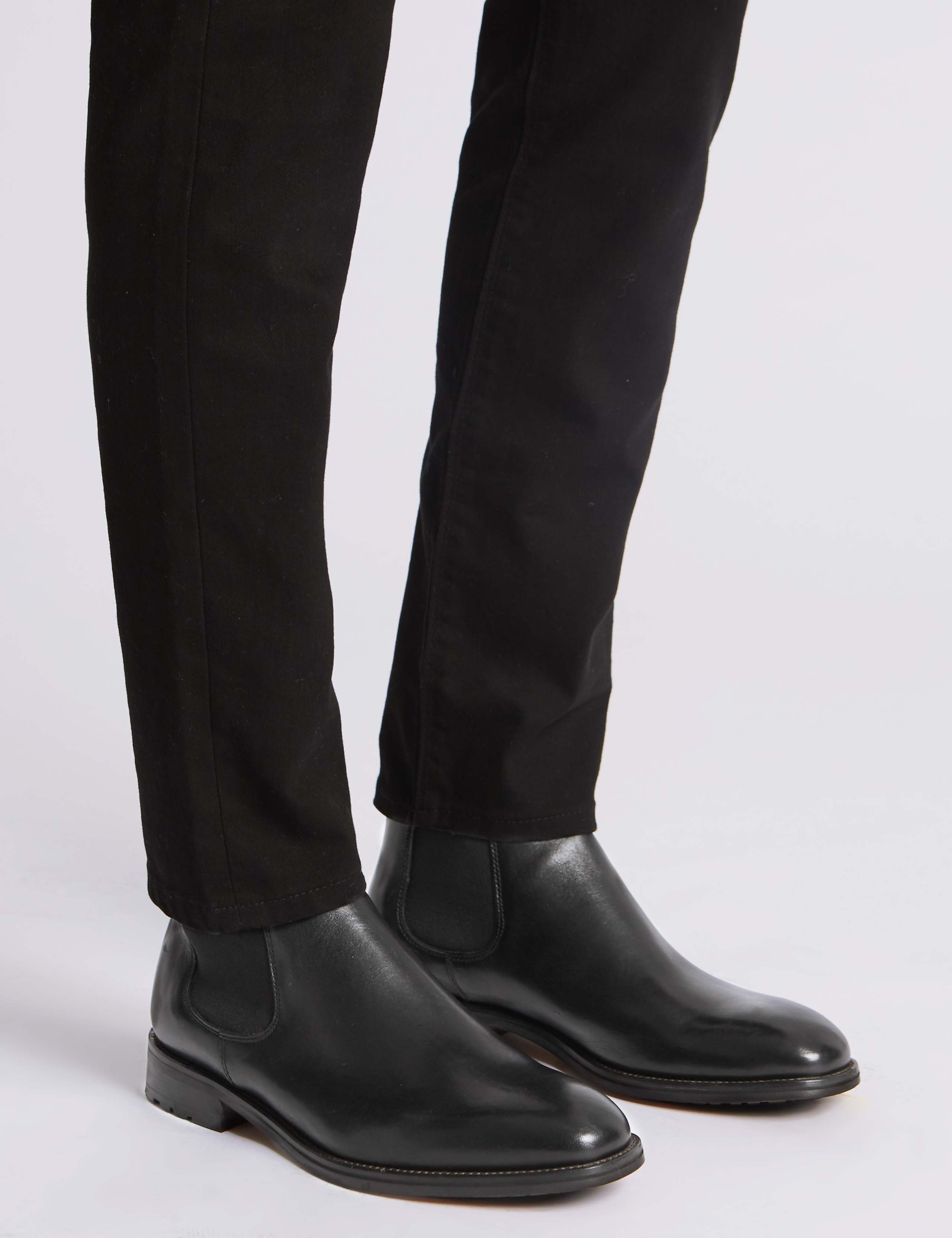 Leather Elastic Chelsea Boots 1 of 6