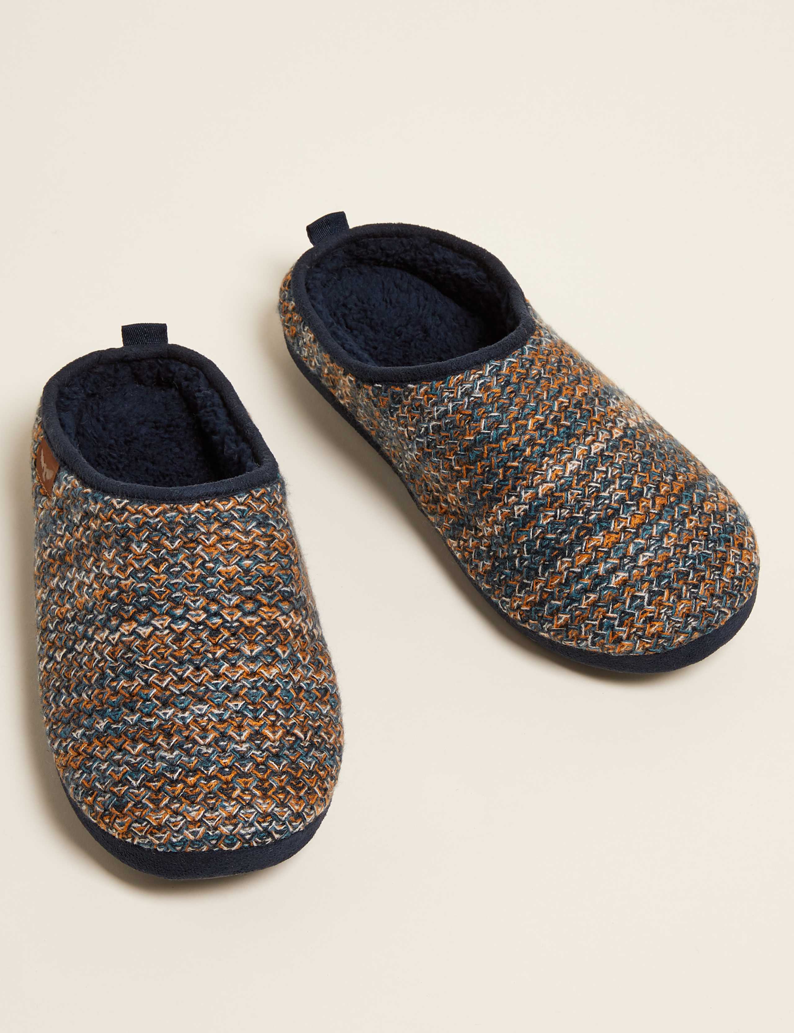 Fur Lined Knitted Mule Slippers 2 of 5