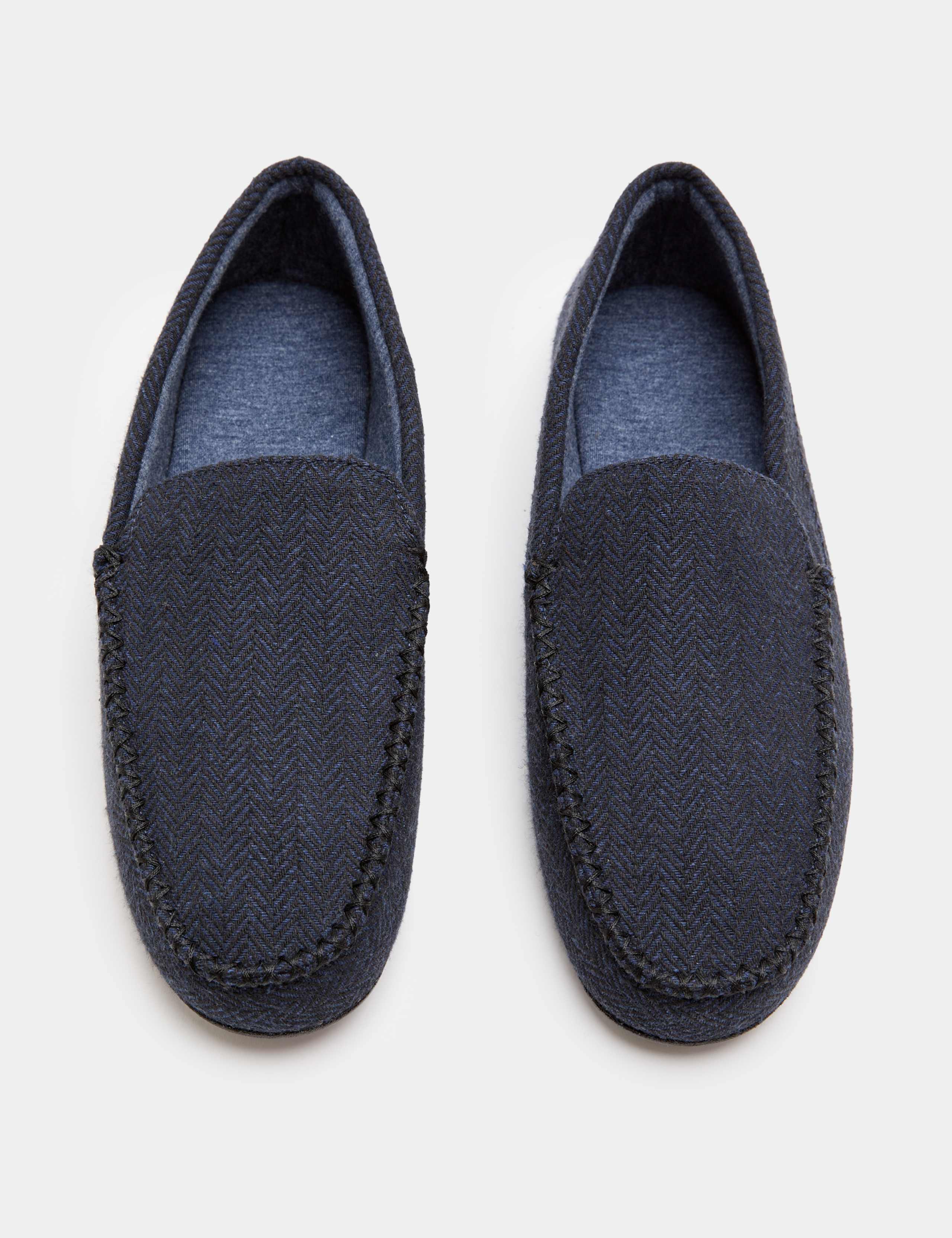 Herringbone Moccasin Slippers with Freshfeet™ 1 of 3