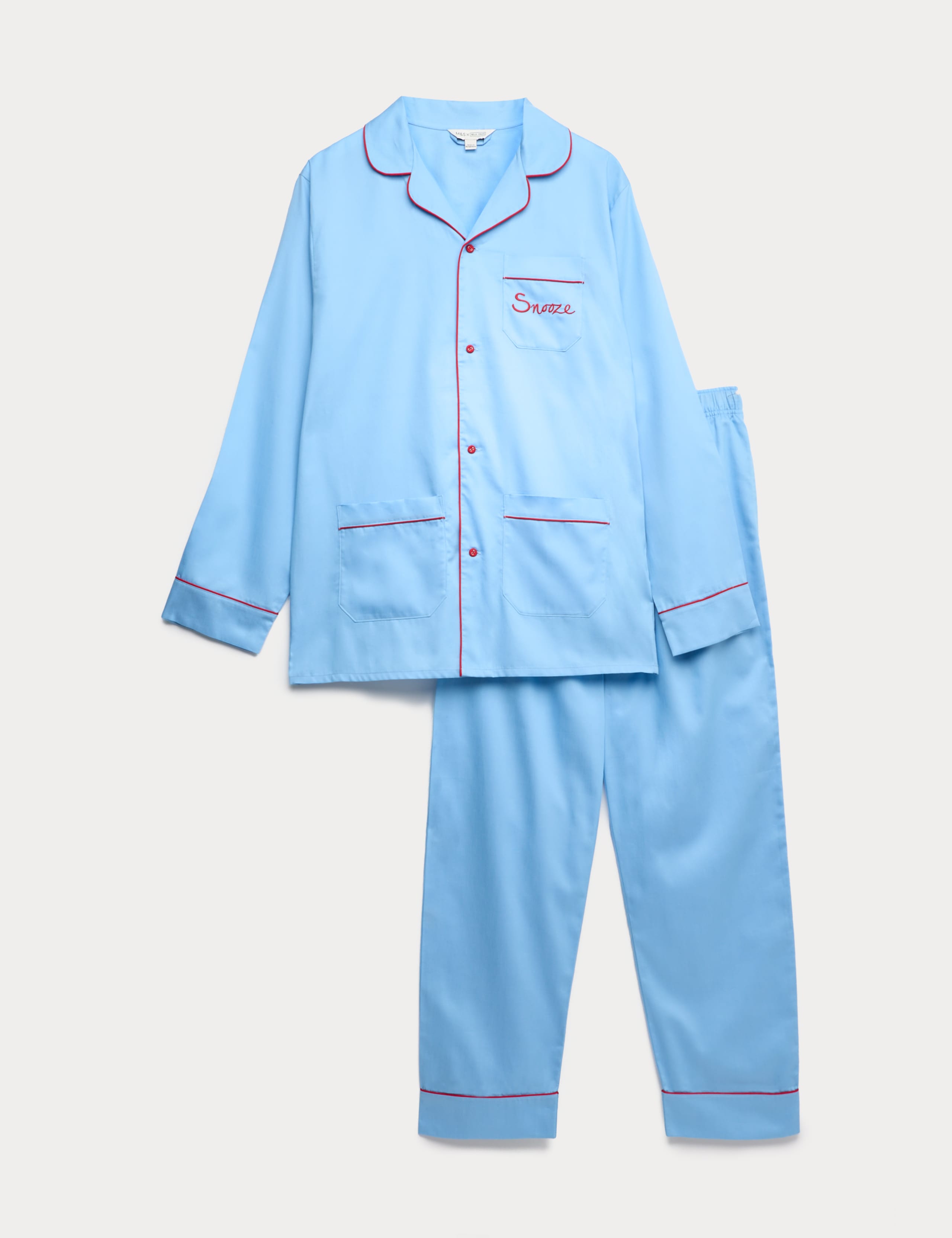 Pure Cotton Snooze Slogan Pyjama Set 2 of 7