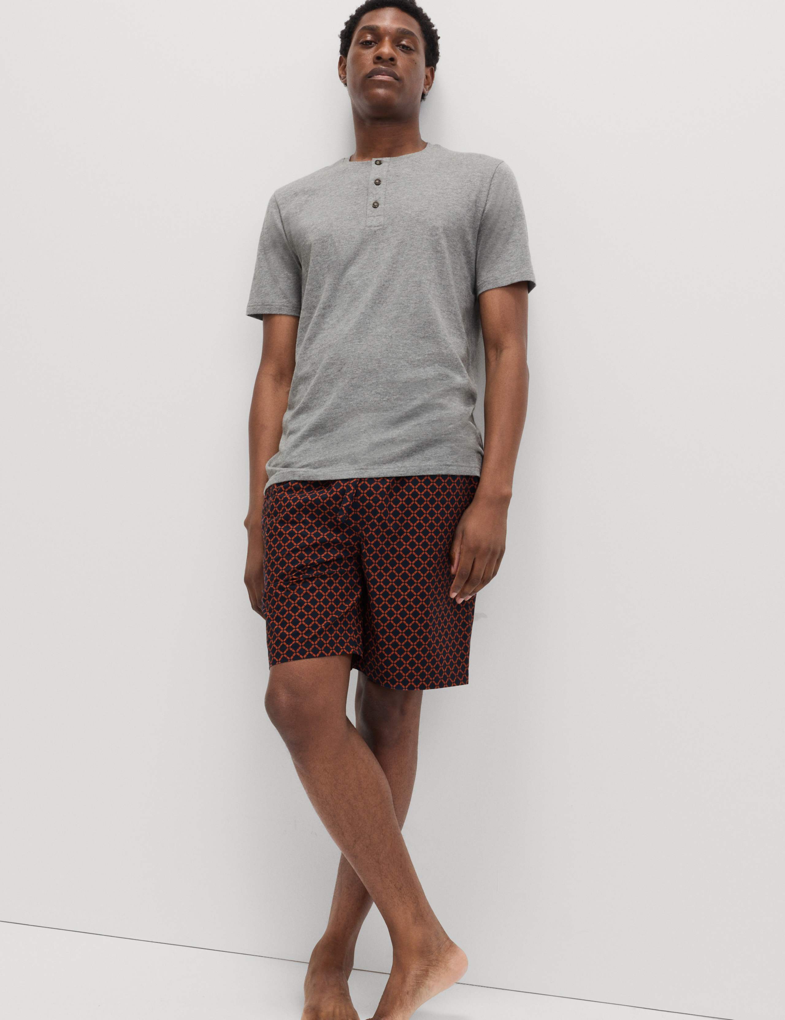 Pure Cotton Geometric Print Pyjama Set 1 of 4