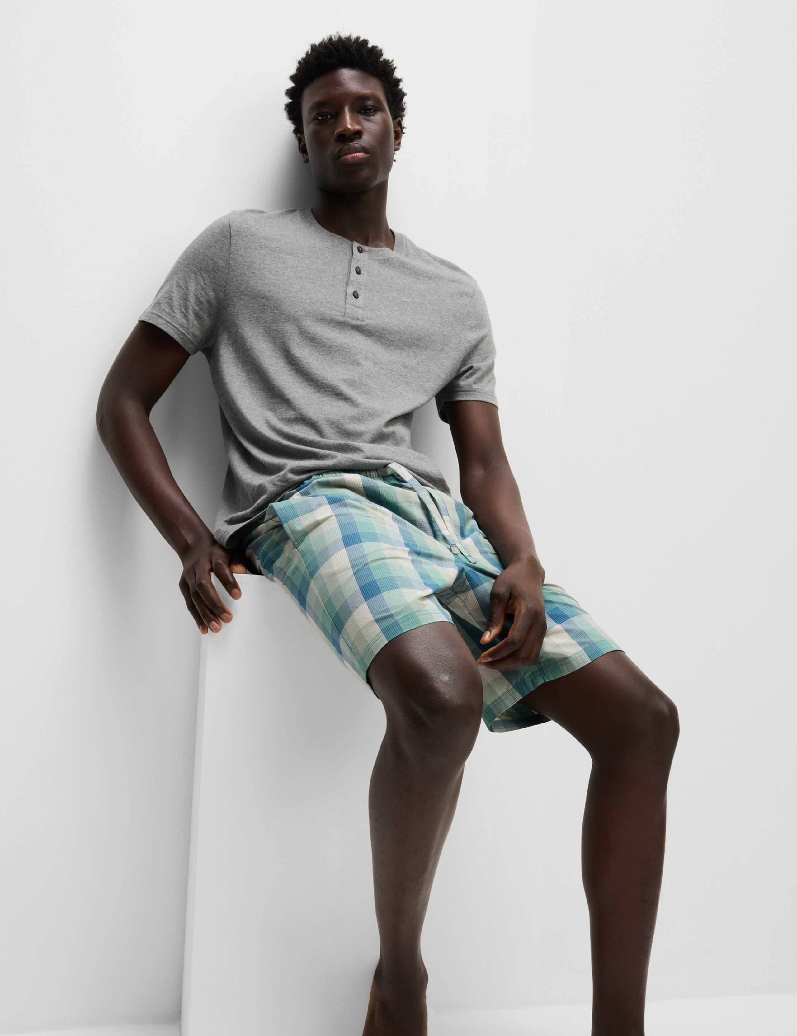 Pure Cotton Ombre Checked Pyjama Set 5 of 6