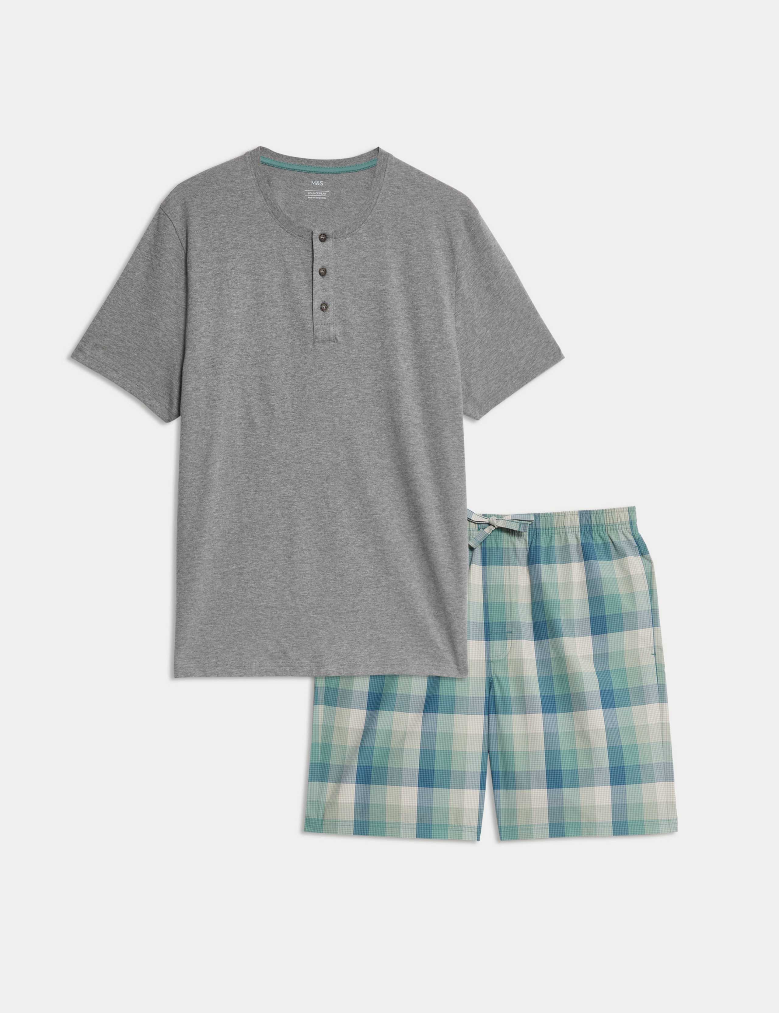 Pure Cotton Ombre Checked Pyjama Set 2 of 6