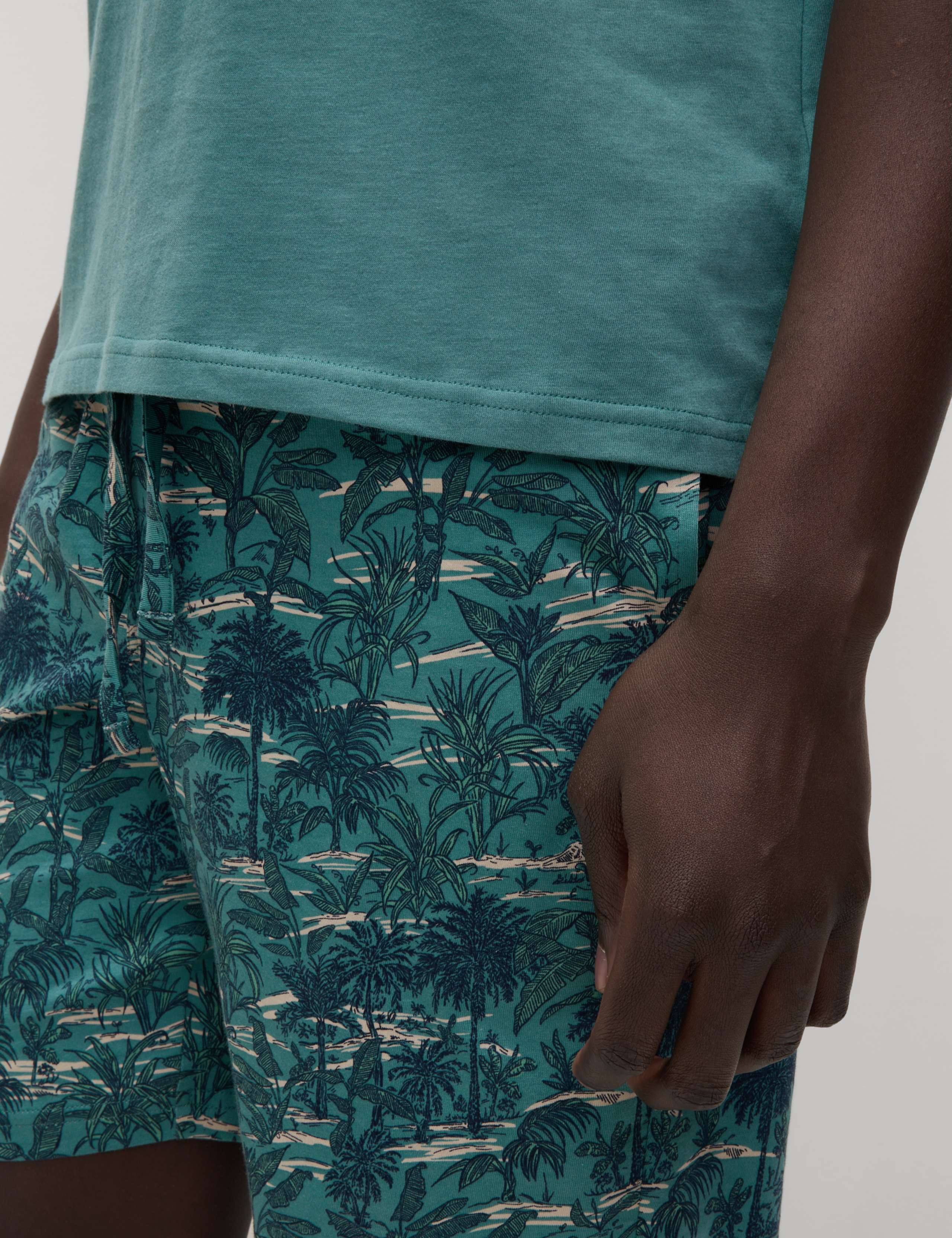 Pure Cotton Palm Print Pyjama Set 3 of 7