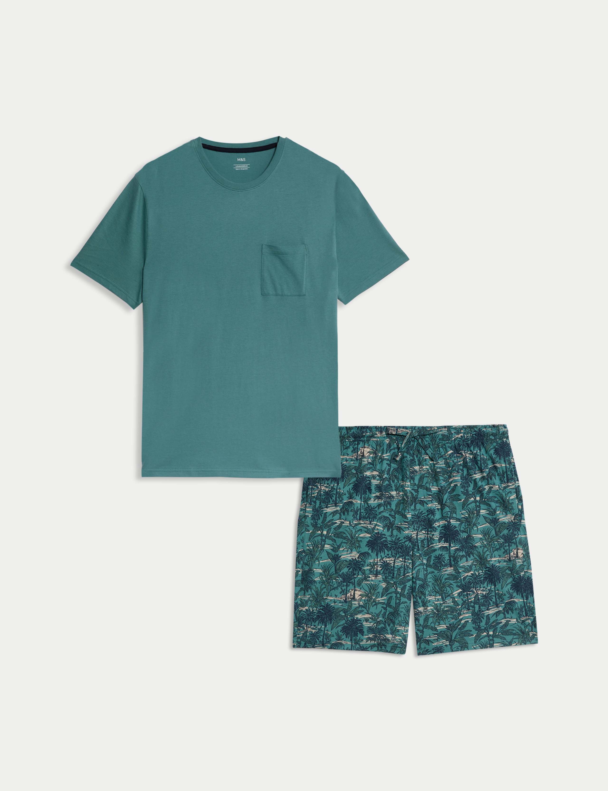 Pure Cotton Palm Print Pyjama Set 2 of 7