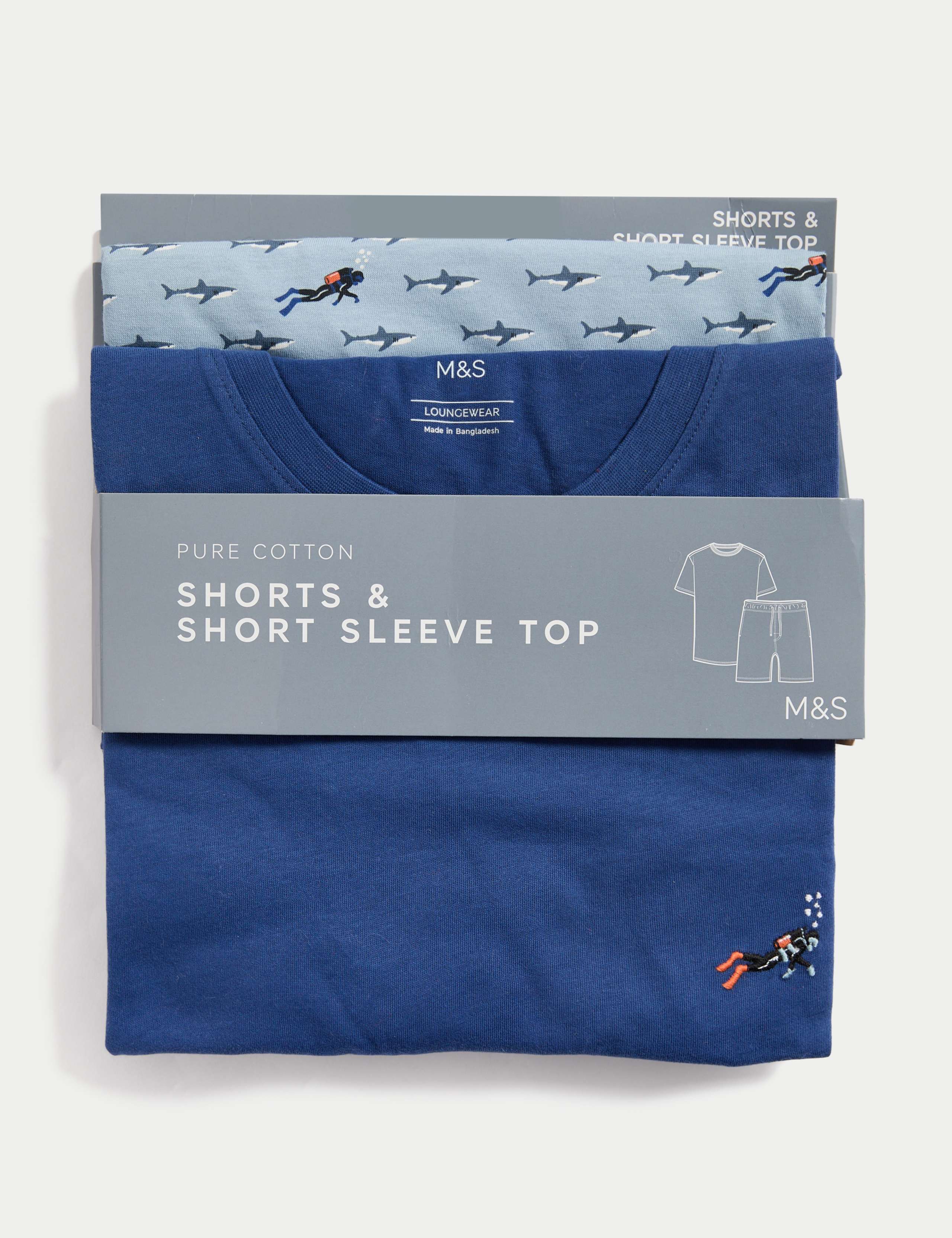 Pure Cotton Diver Print Pyjama Set 7 of 7