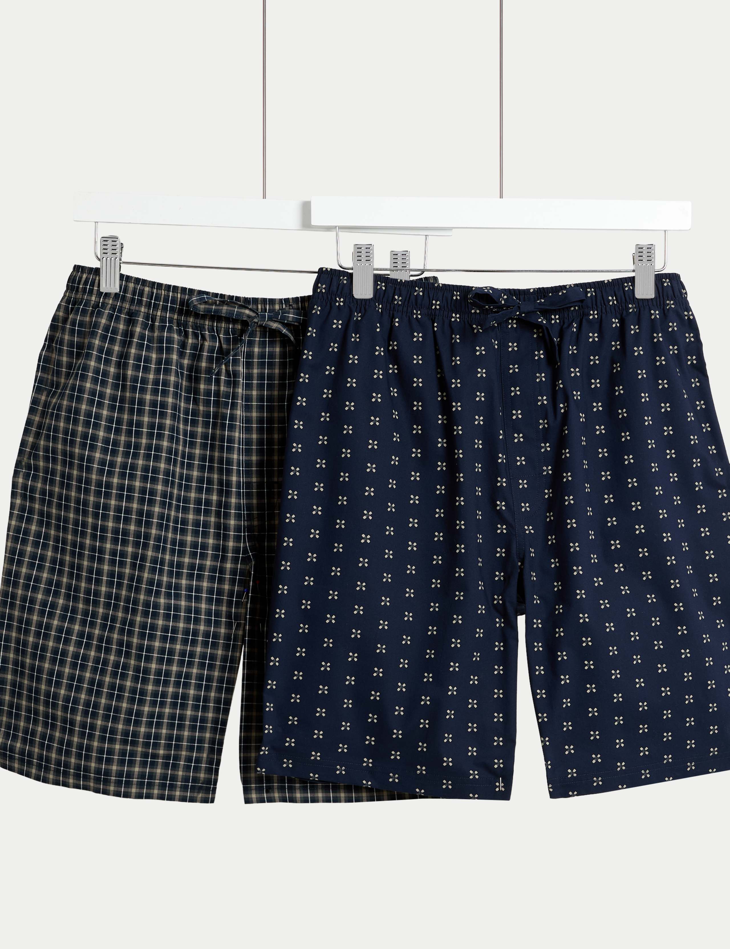 2pk Pure Cotton Printed Pyjama Shorts 1 of 6